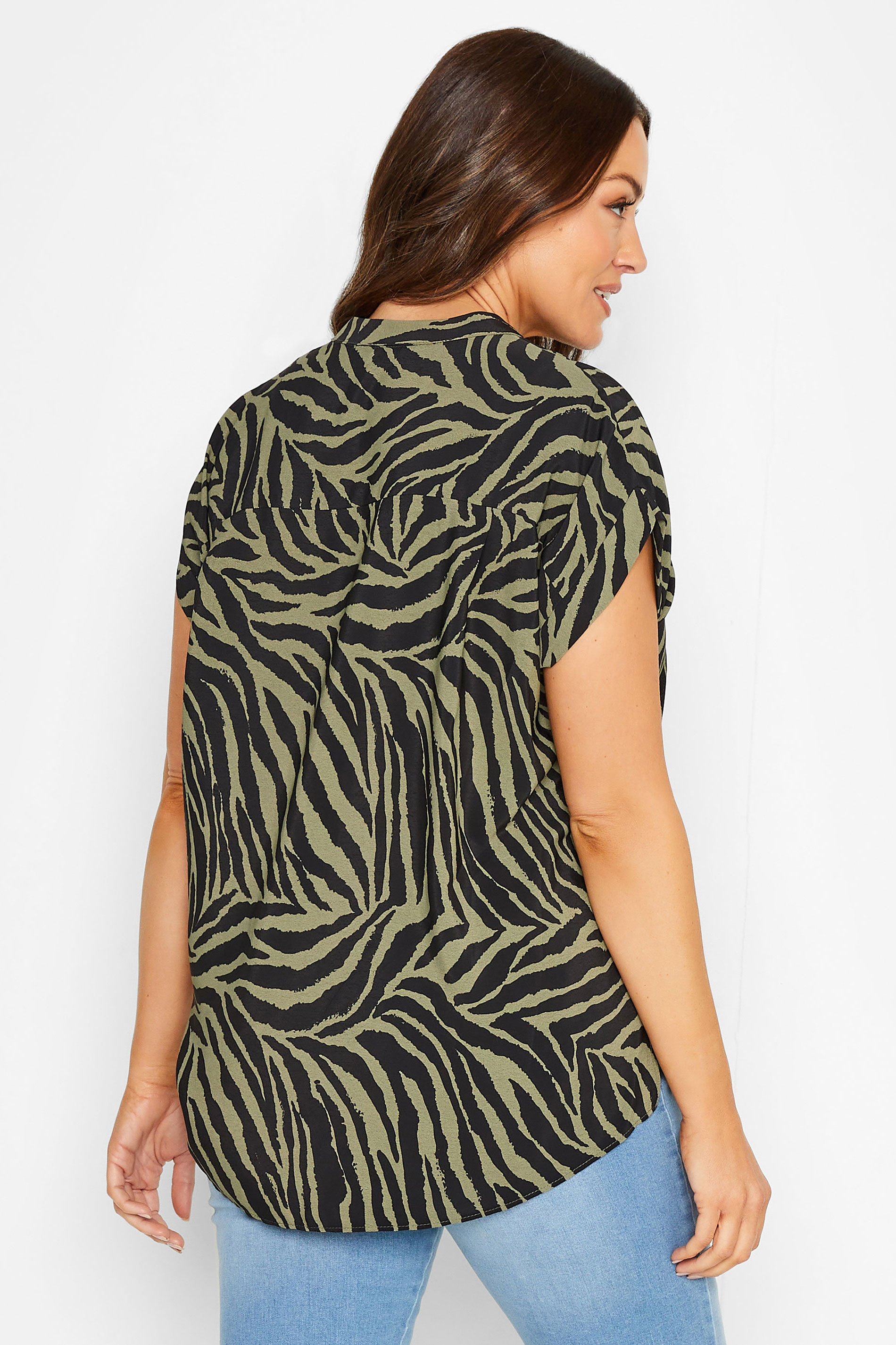 M&Co Khaki Green Zebra Print Shirt | M&Co  3