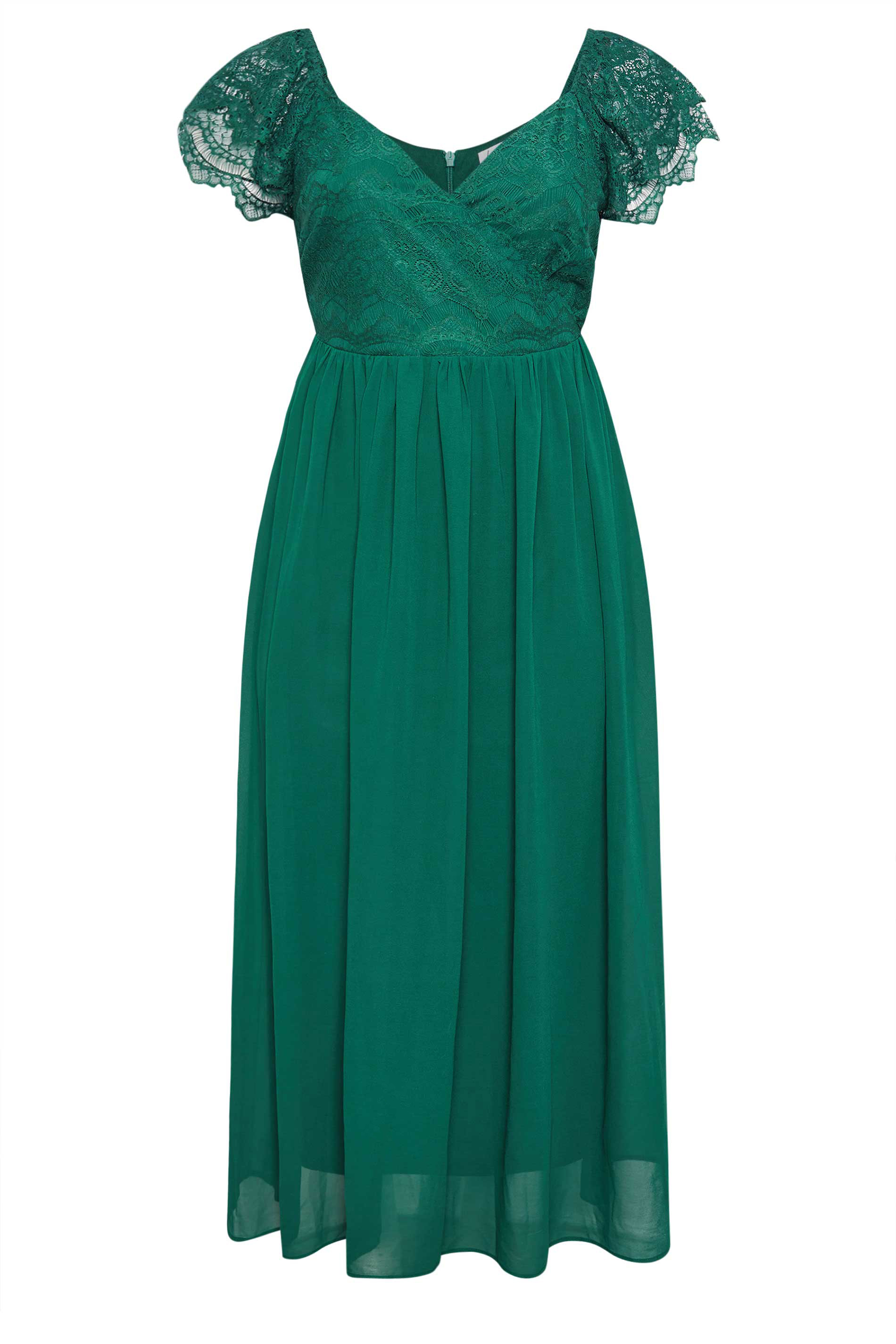 YOURS LONDON Plus Size Green Lace Wrap Maxi Dress | Yours Clothing 5