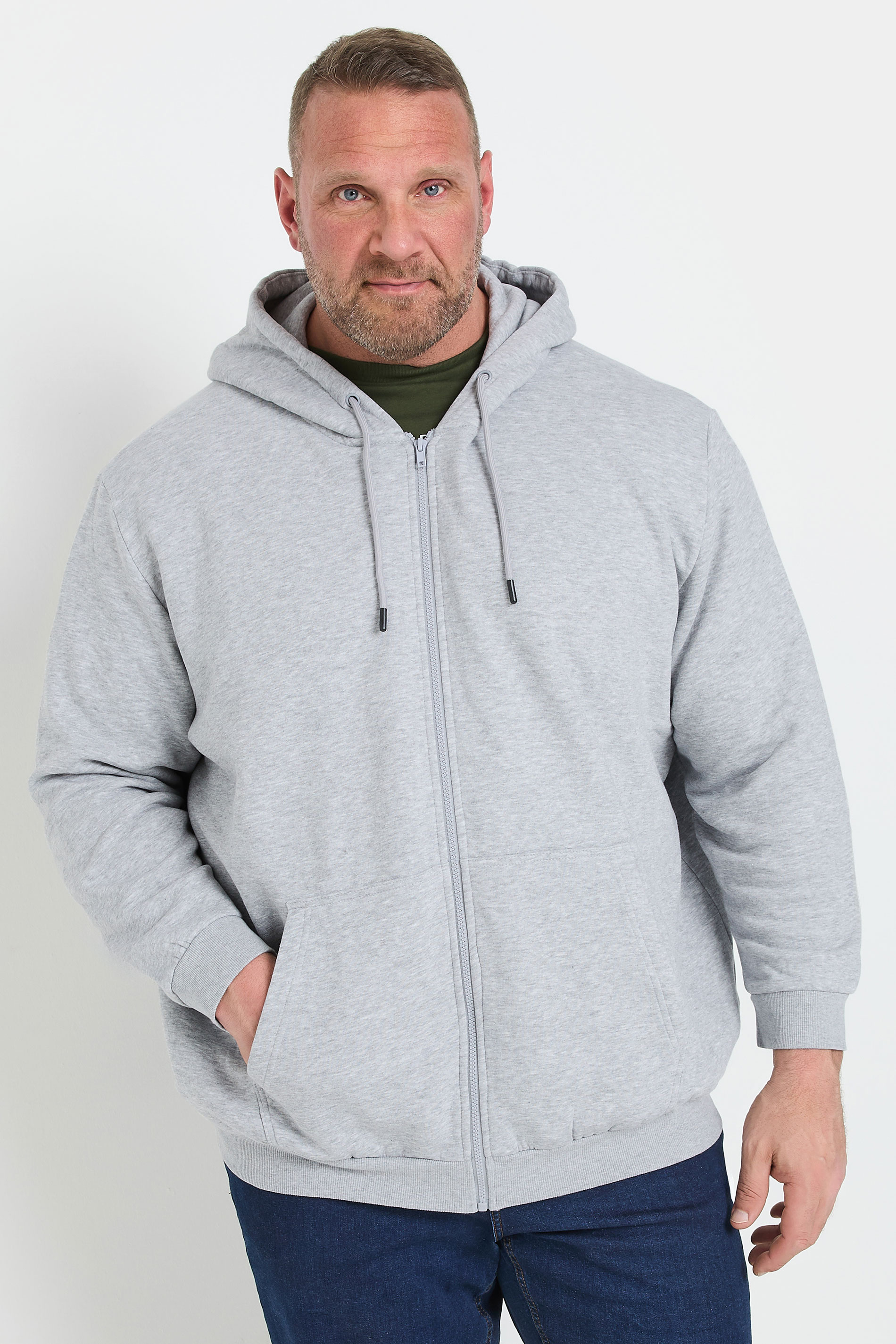 JACK & JONES Big & Tall Grey Zip Through Hoodie | BadRhino 3