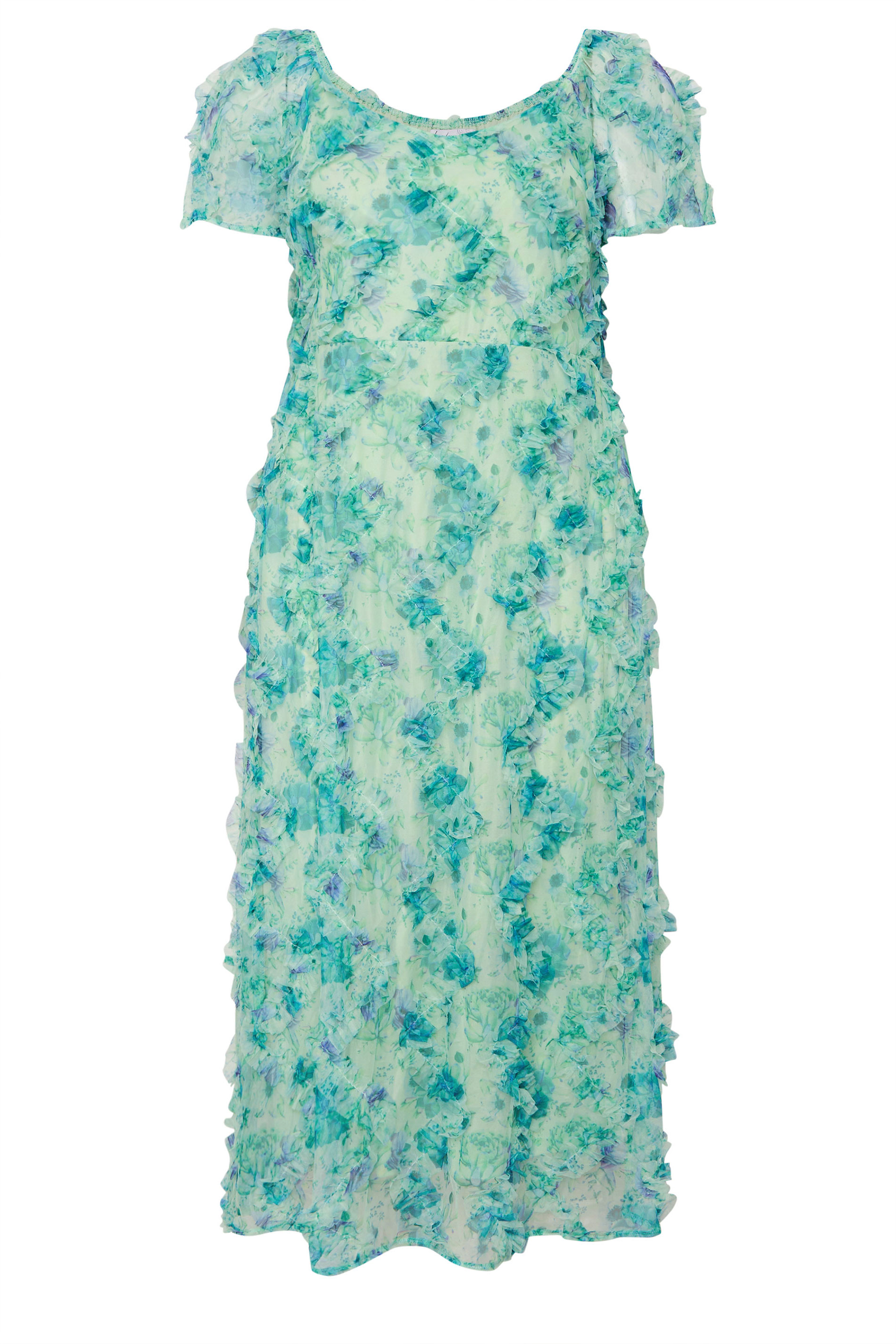 YOURS LONDON Plus Size Mint Green Floral Ruffle Maxi Dress | Yours Clothing 5