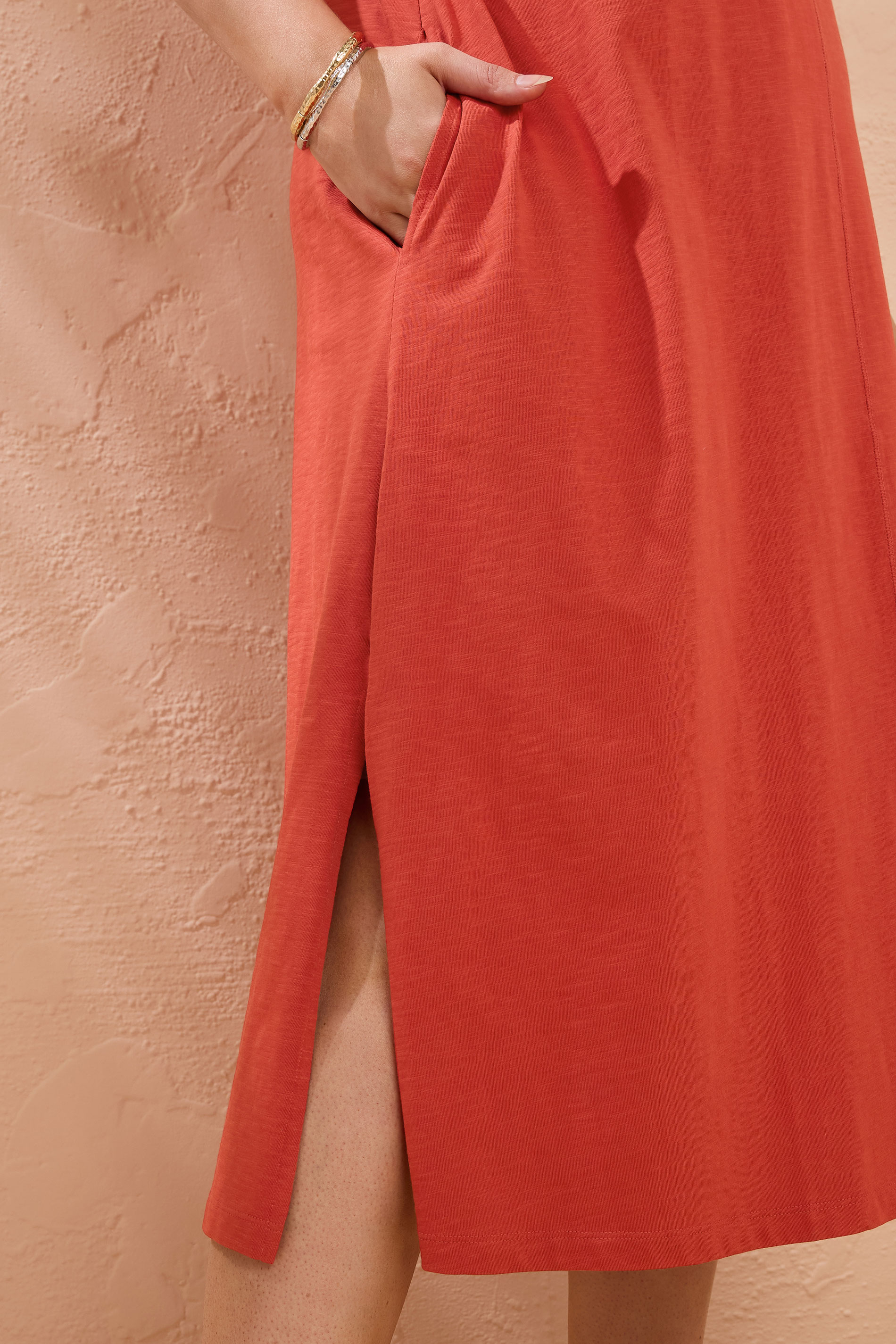 EVANS Plus Size Burnt Orange Premium Cotton Dress | Evans 4