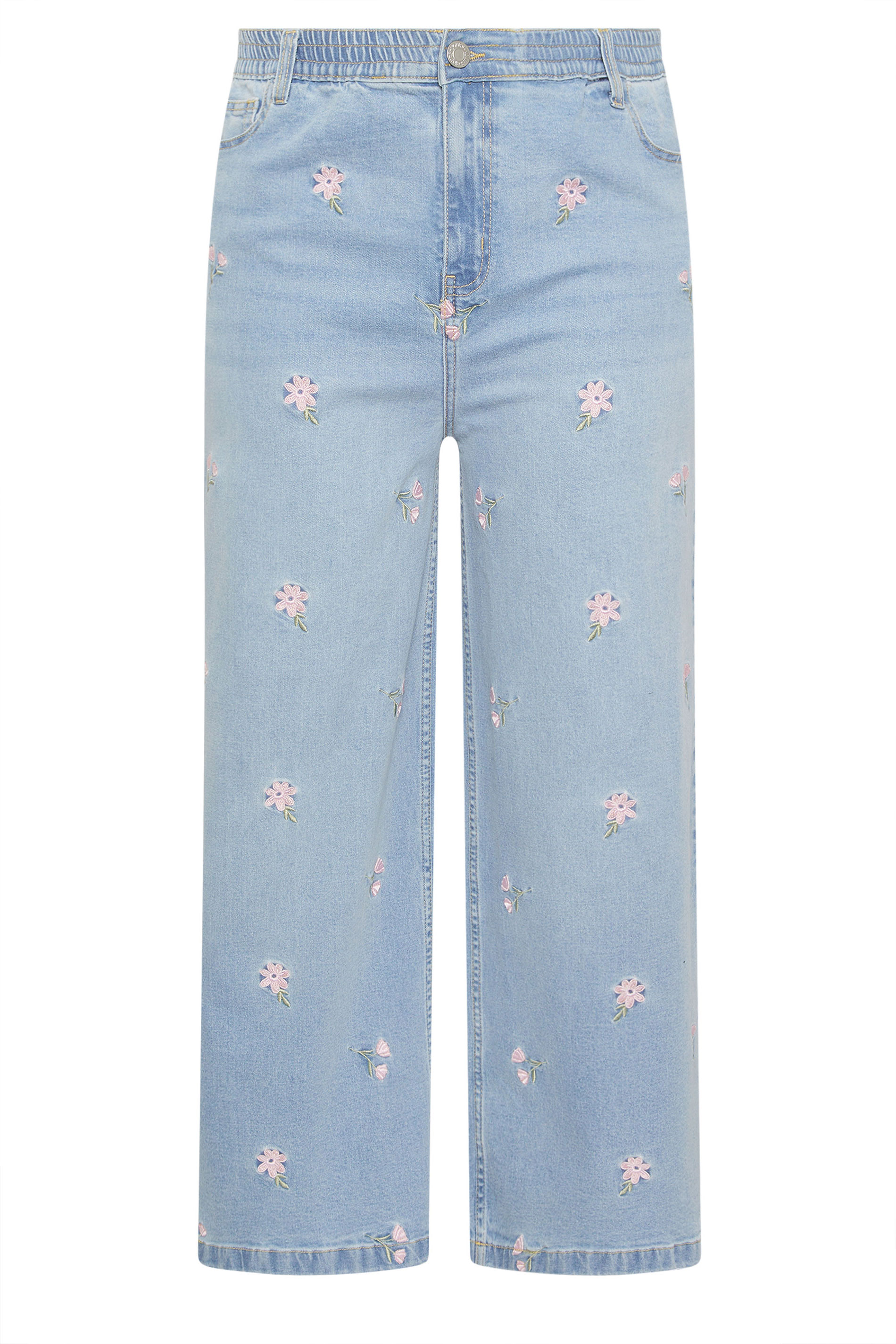 LIMITED COLLECTION Plus Size Blue Floral Embroidered Jeans | Yours Clothing 5