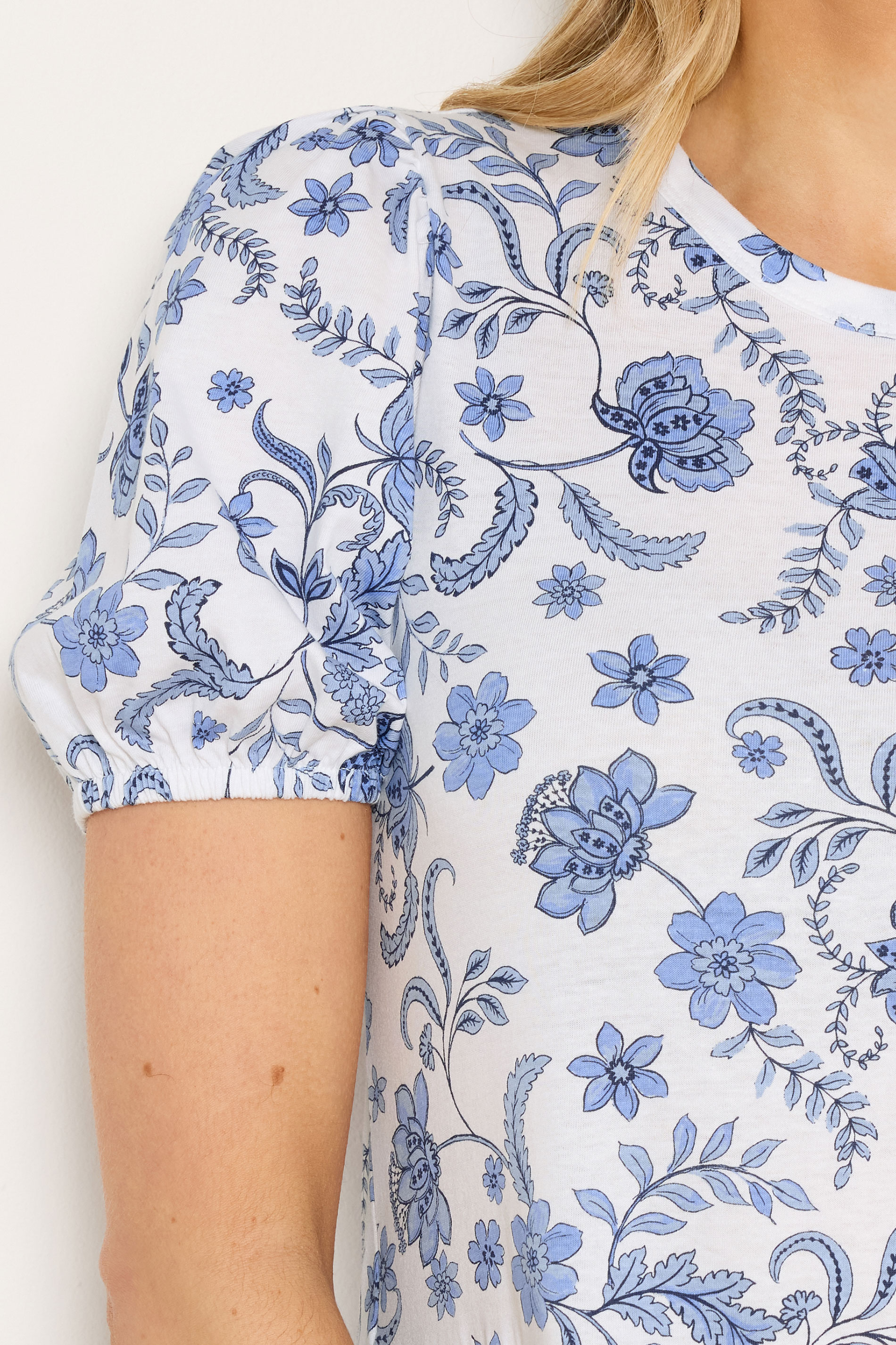 LTS Tall Women's White & Blue Floral Tiered Cotton Maxi Dress | Long Tall Sally 4