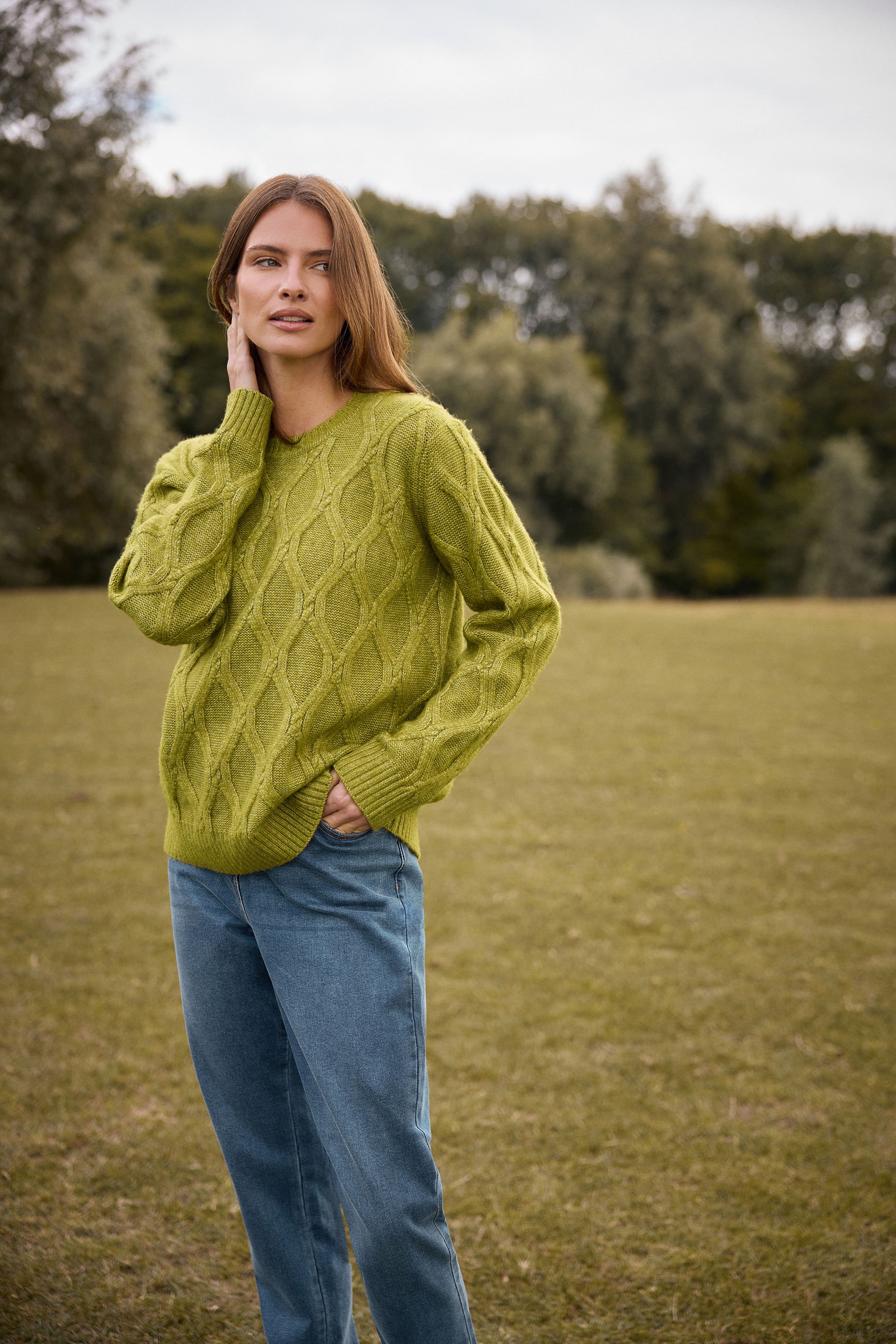 M&Co Fern Green Cable Knit Jumper | M&Co 1