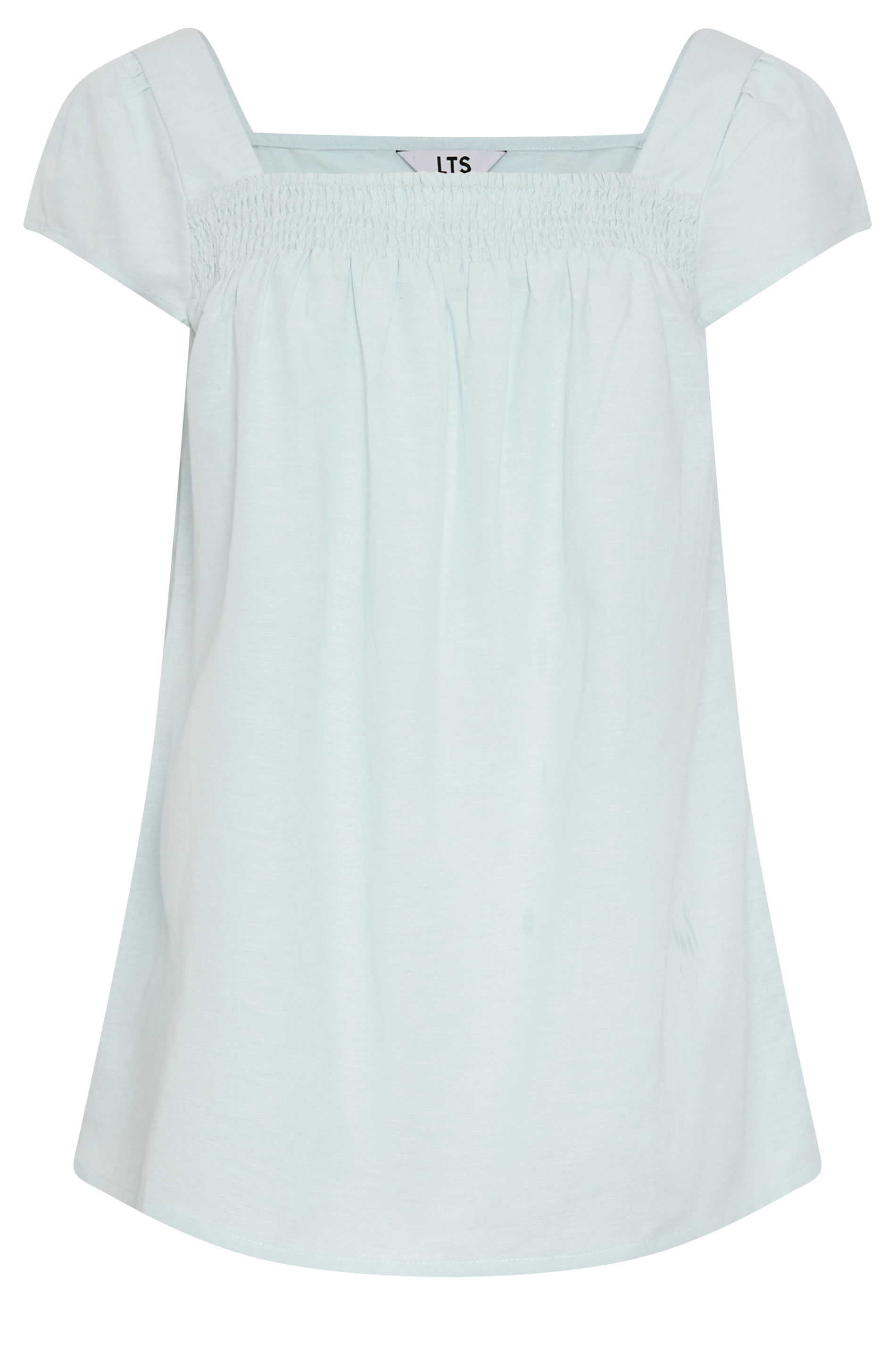 LTS Tall Women's Light Blue Square Neck Linen Blouse | Long Tall Sally 5