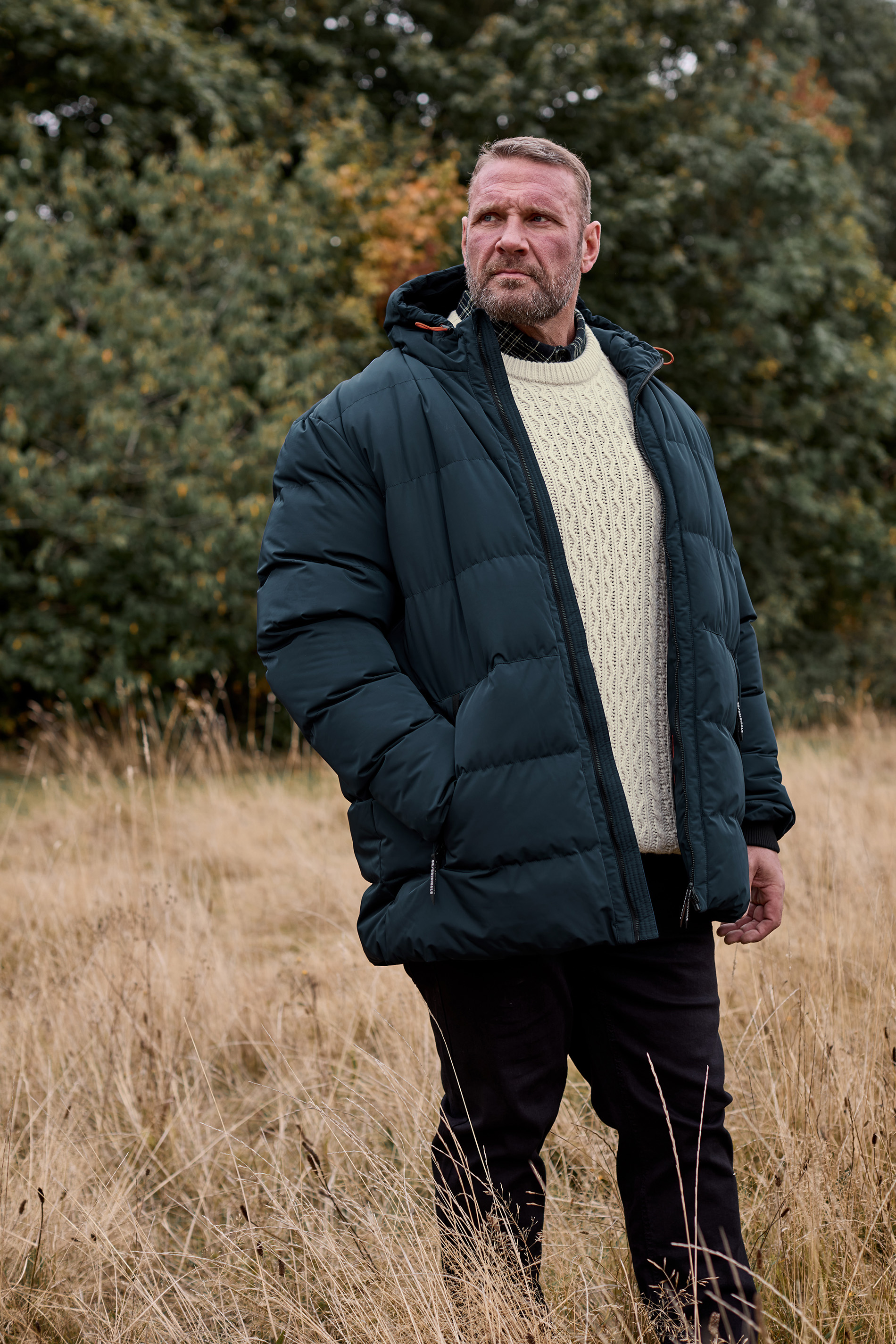 BadRhino Big & Tall Teal Blue Hooded Logo Puffer Jacket | BadRhino 3