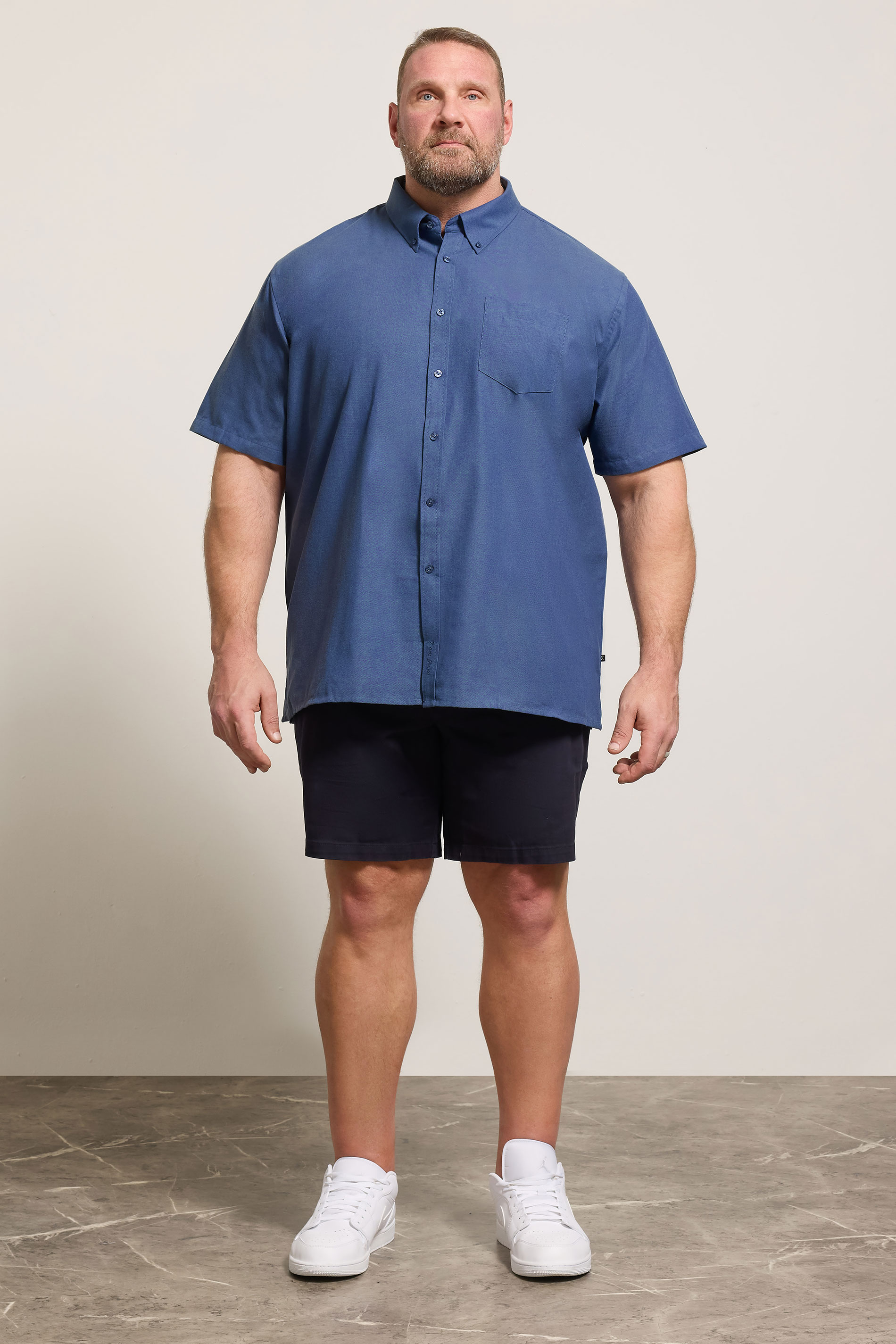 KAM Navy Oxford Short Sleeve Shirt | BadRhino 1