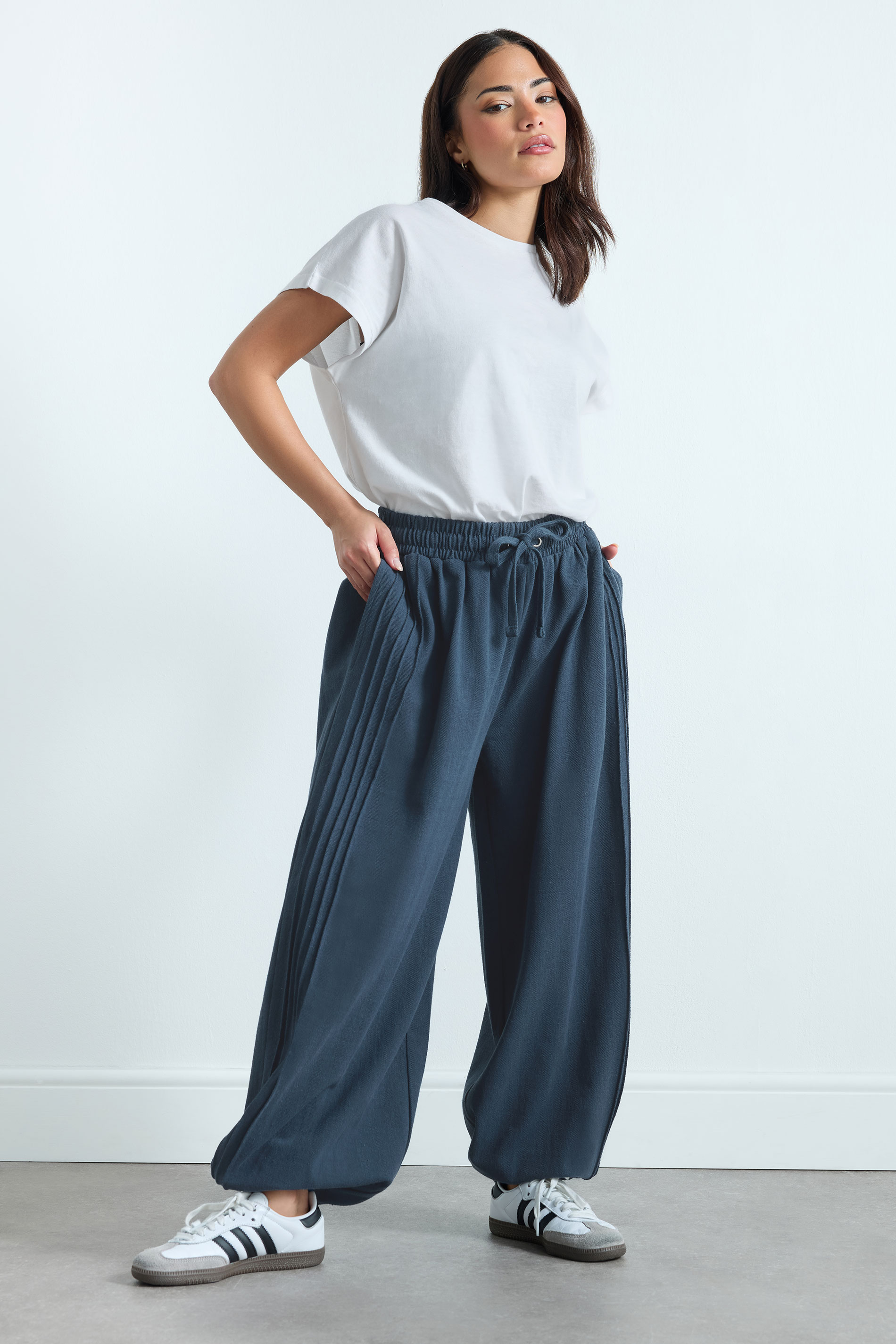 PixieGirl Petite Women's Dark Blue Balloon Trousers | PixieGirl 3