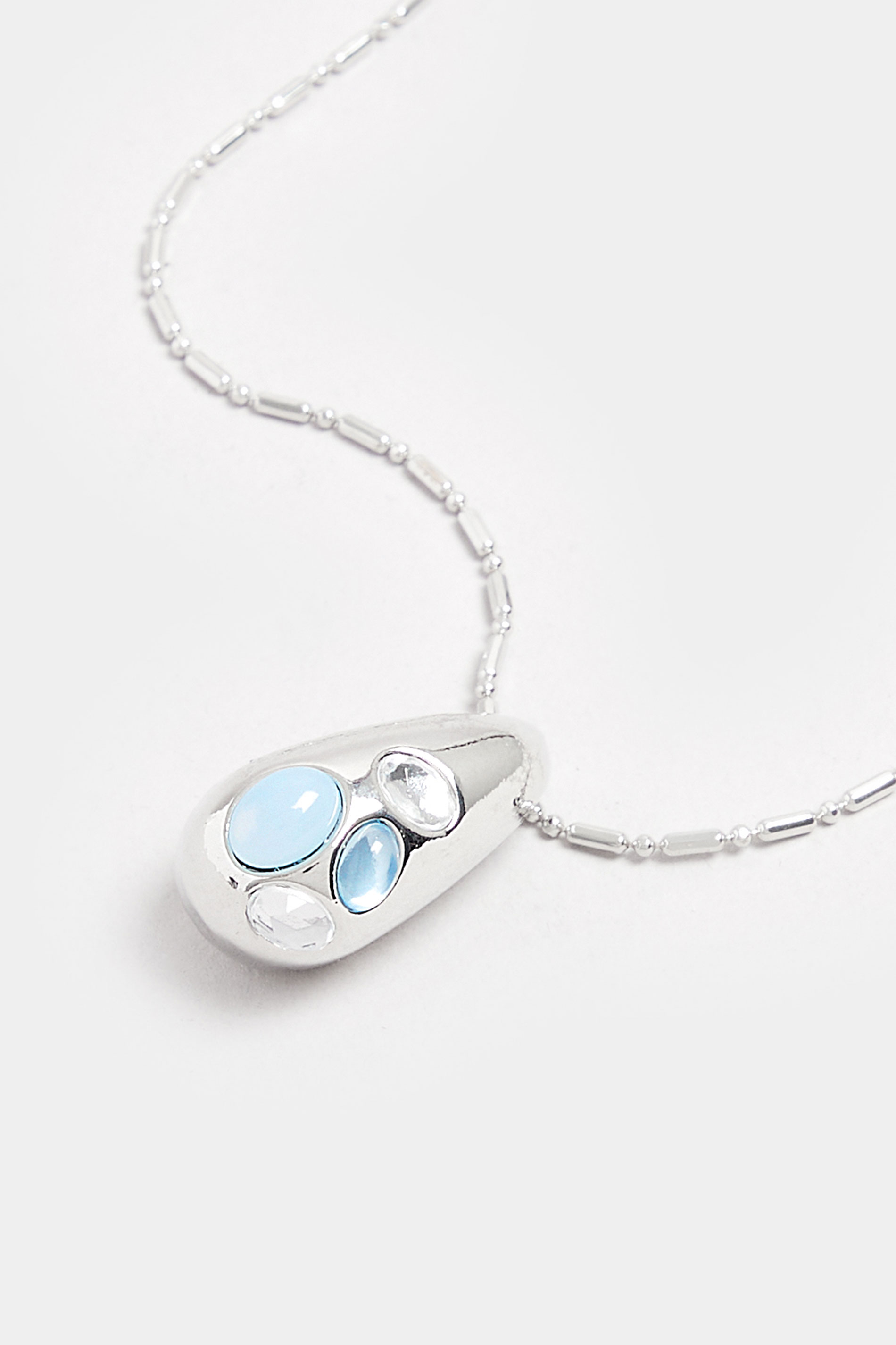 Silver Tone Tear Drop Pendant Necklace | Yours Clothing  2