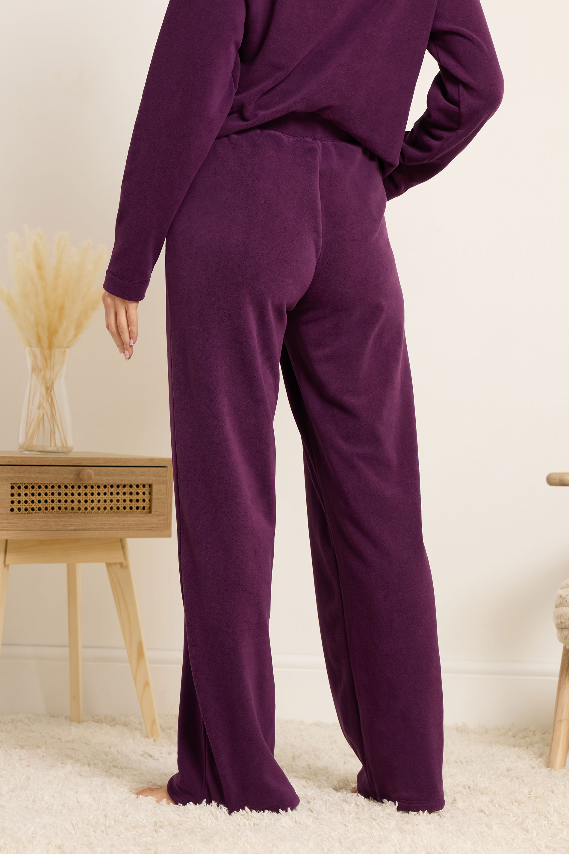 LTS Tall Women's Burgundy Red Microfleece Wide Leg Trousers | Long Tall Sally 4