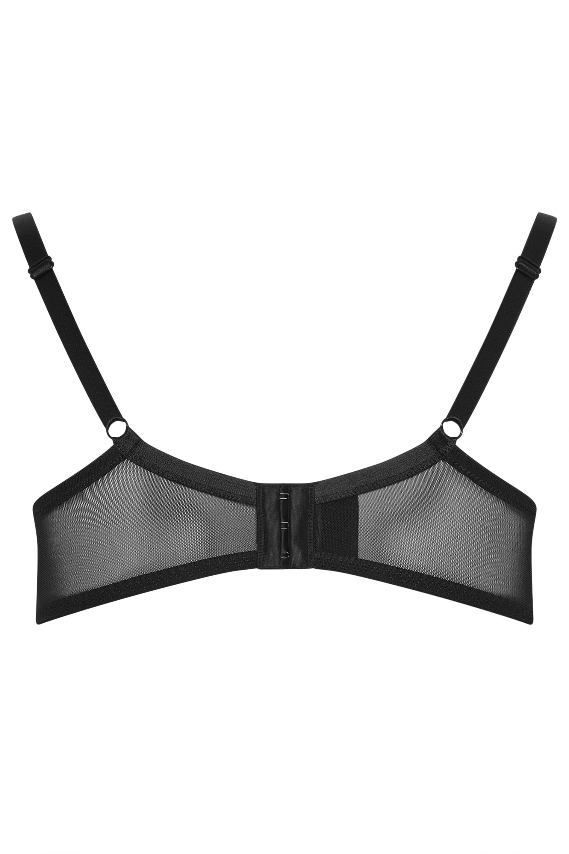 YOURS Plus Size Black & Pink Lace Detail Mesh Padded Bra | Yours Clothing 7