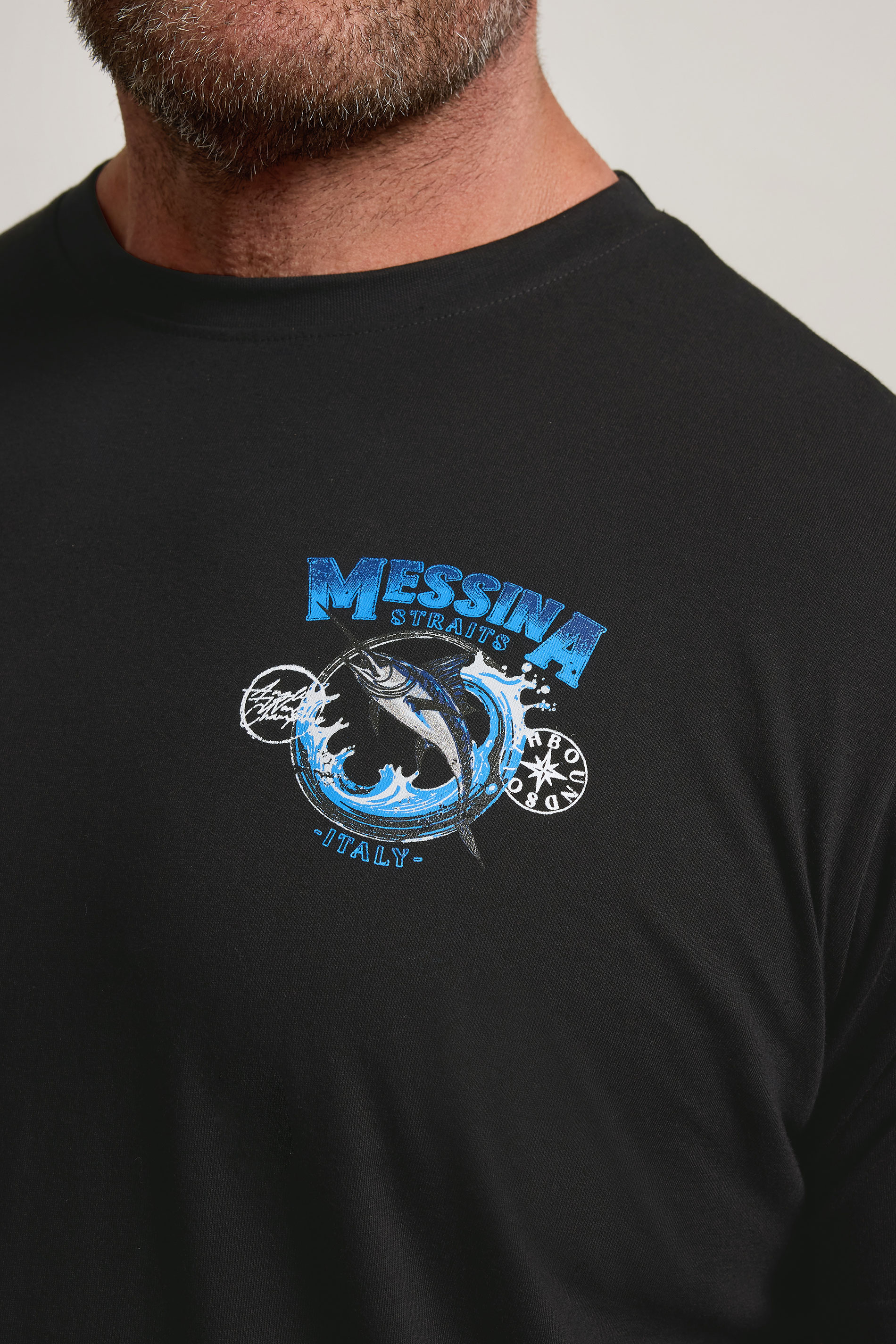 BadRhino Big & Tall Black 'Messina Straits' Graphic T-Shirt | BadRhino 4