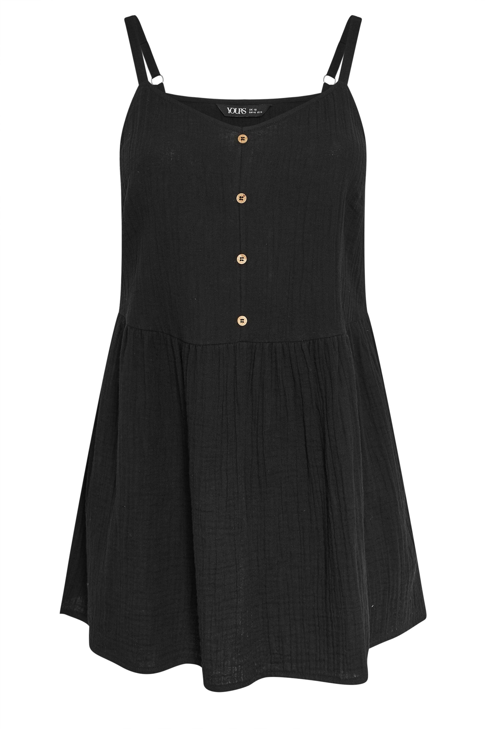 YOURS Plus Size Black Cheesecloth Sleeveless Top | Yours Clothing 5