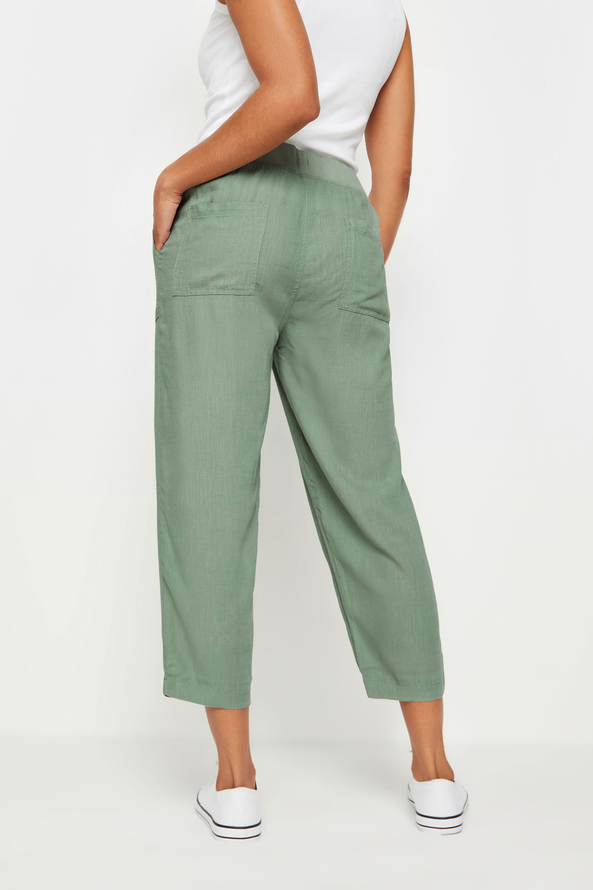 M&Co Sage Green Linen Cropped Joggers | M&Co 3