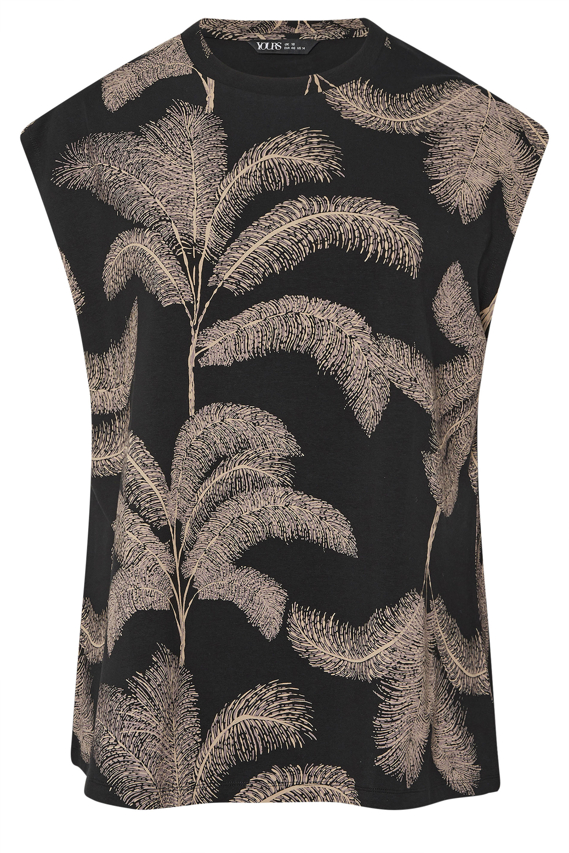 YOURS Plus Size Black Palm Print Boxy T-Shirt | Yours Clothing 5