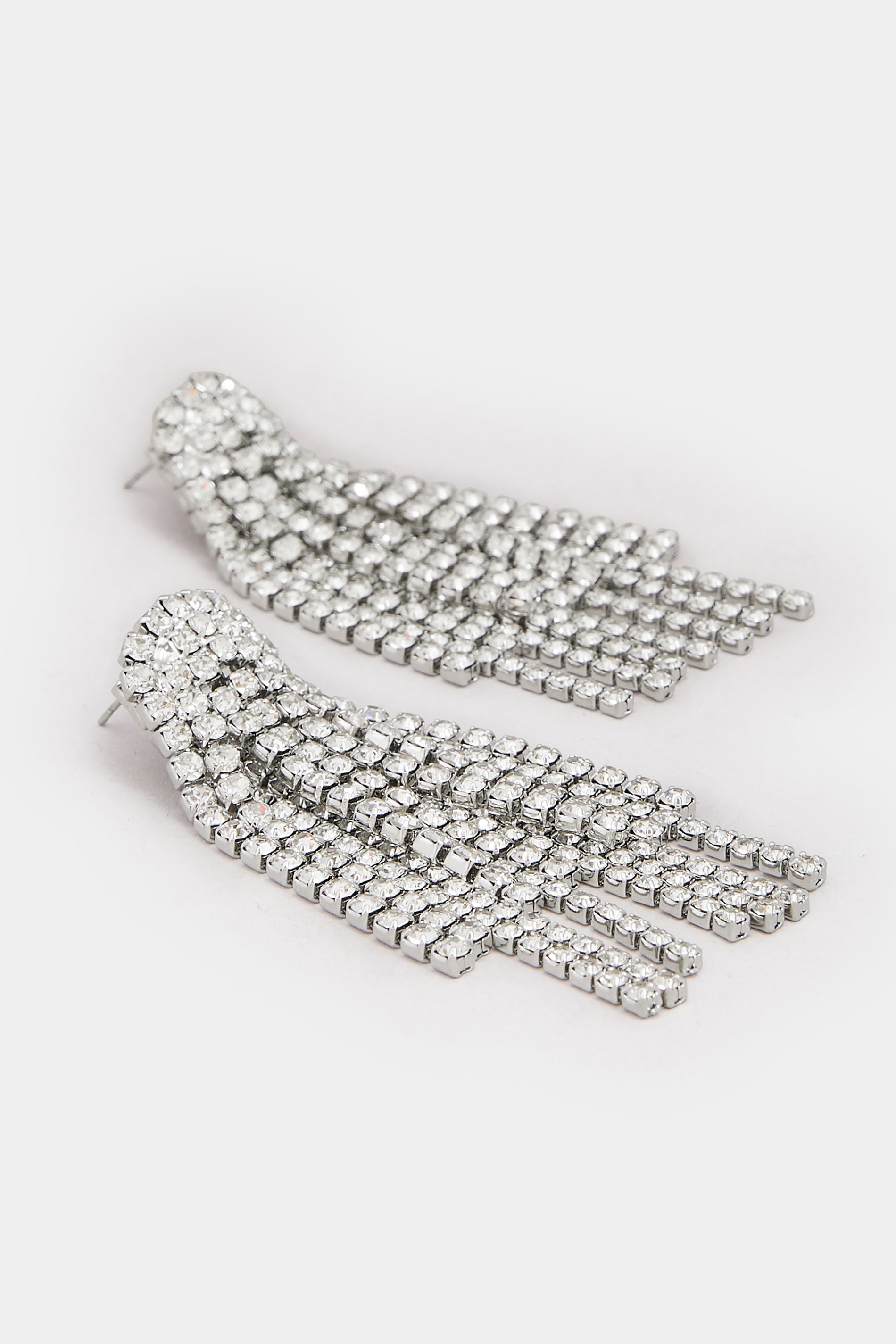 Silver Tone Diamante Drop Earrings | Yours Clothing 2