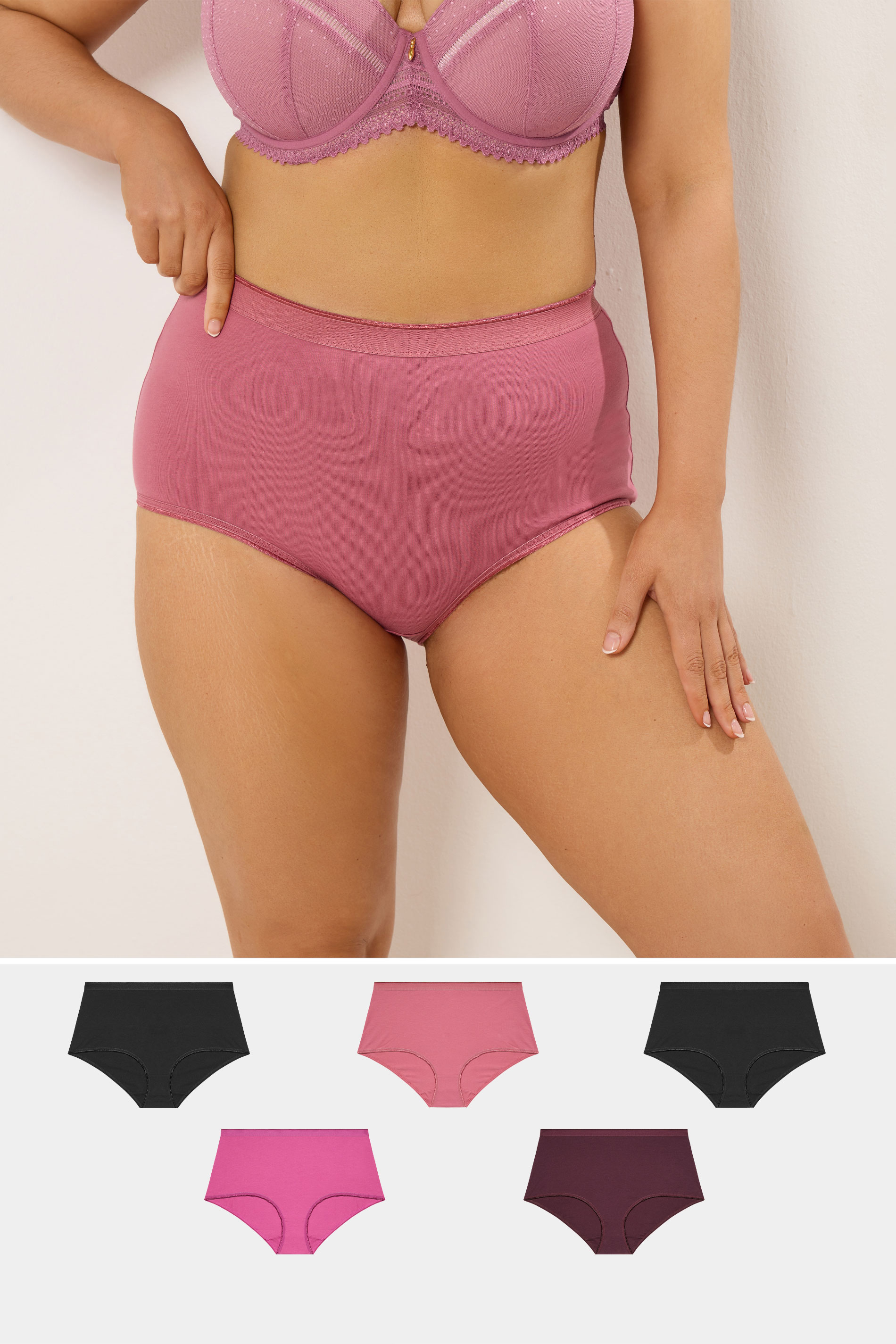 YOURS 5 PACK Plus Size Purple Full Briefs | Yours Clothing 1