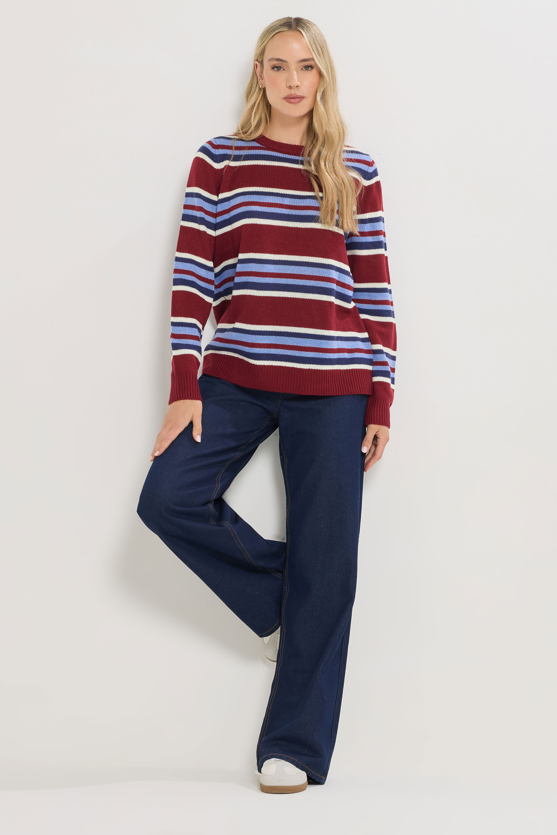 LTS Tall Red Knitted Stripe Jumper | Long Tall Sally 2