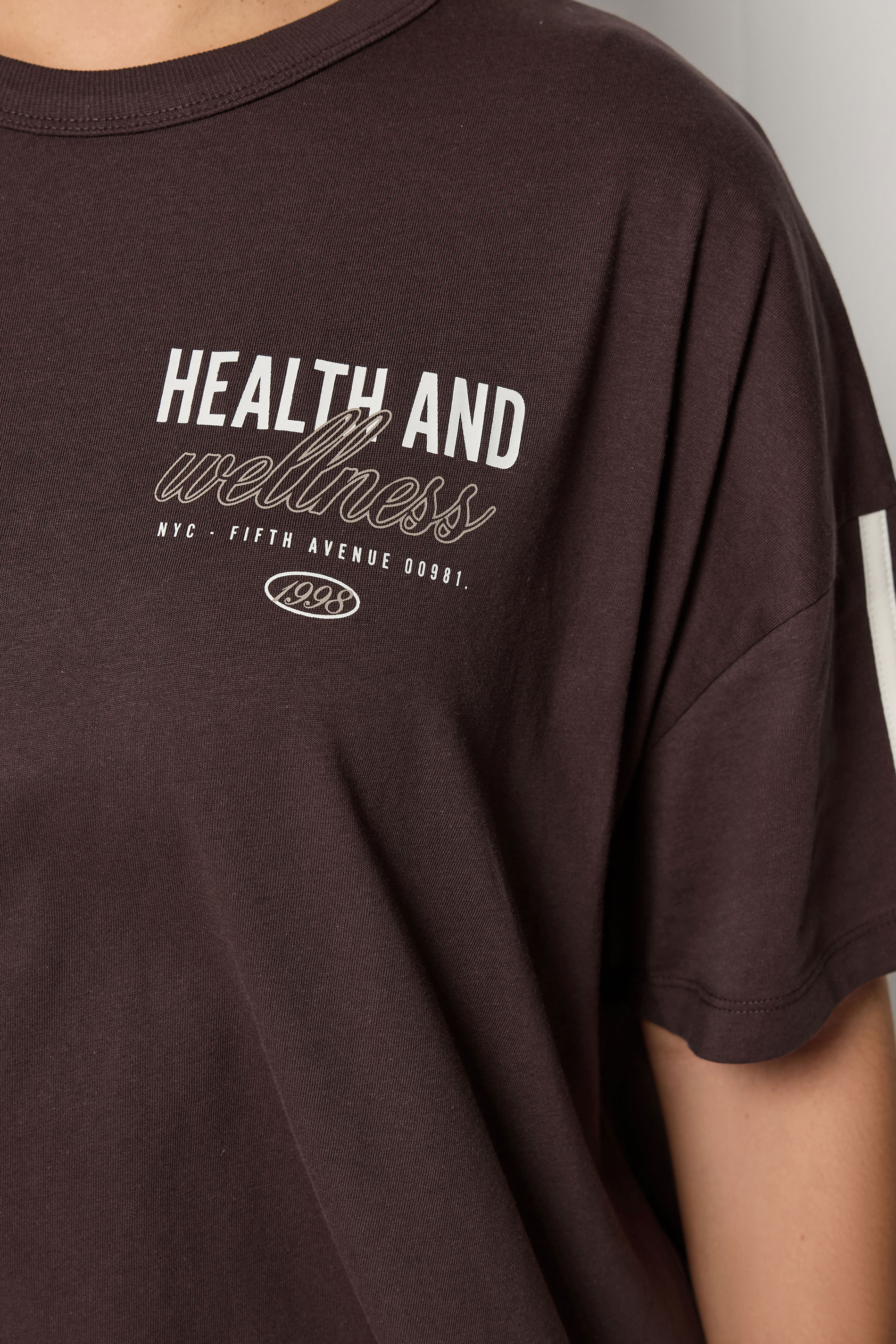 YOURS ACTIVE Plus Size Chocolate Brown 'Health & Wellness' T-Shirt | Yours Clothing 5