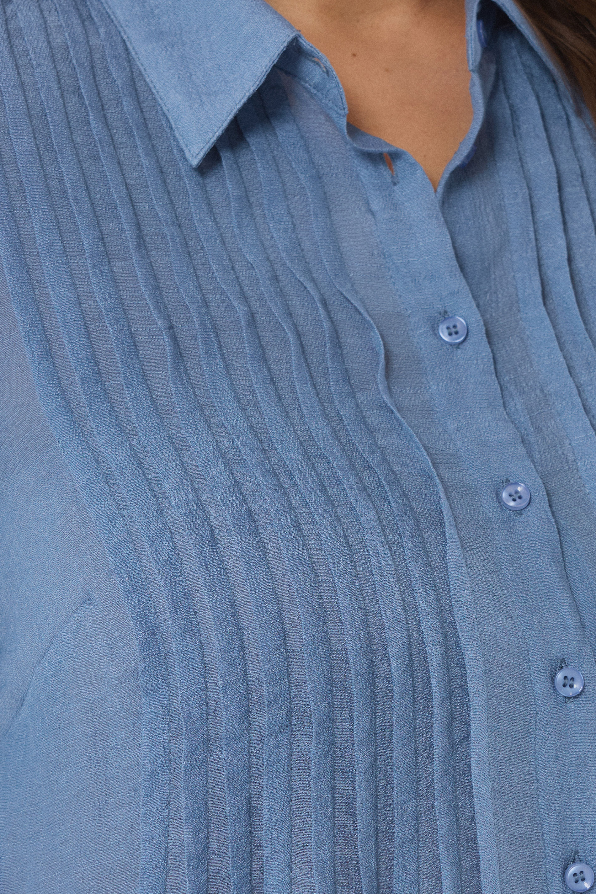 EVANS Plus Size Blue Pintuck Tab Sleeve Shirt | Evans 6