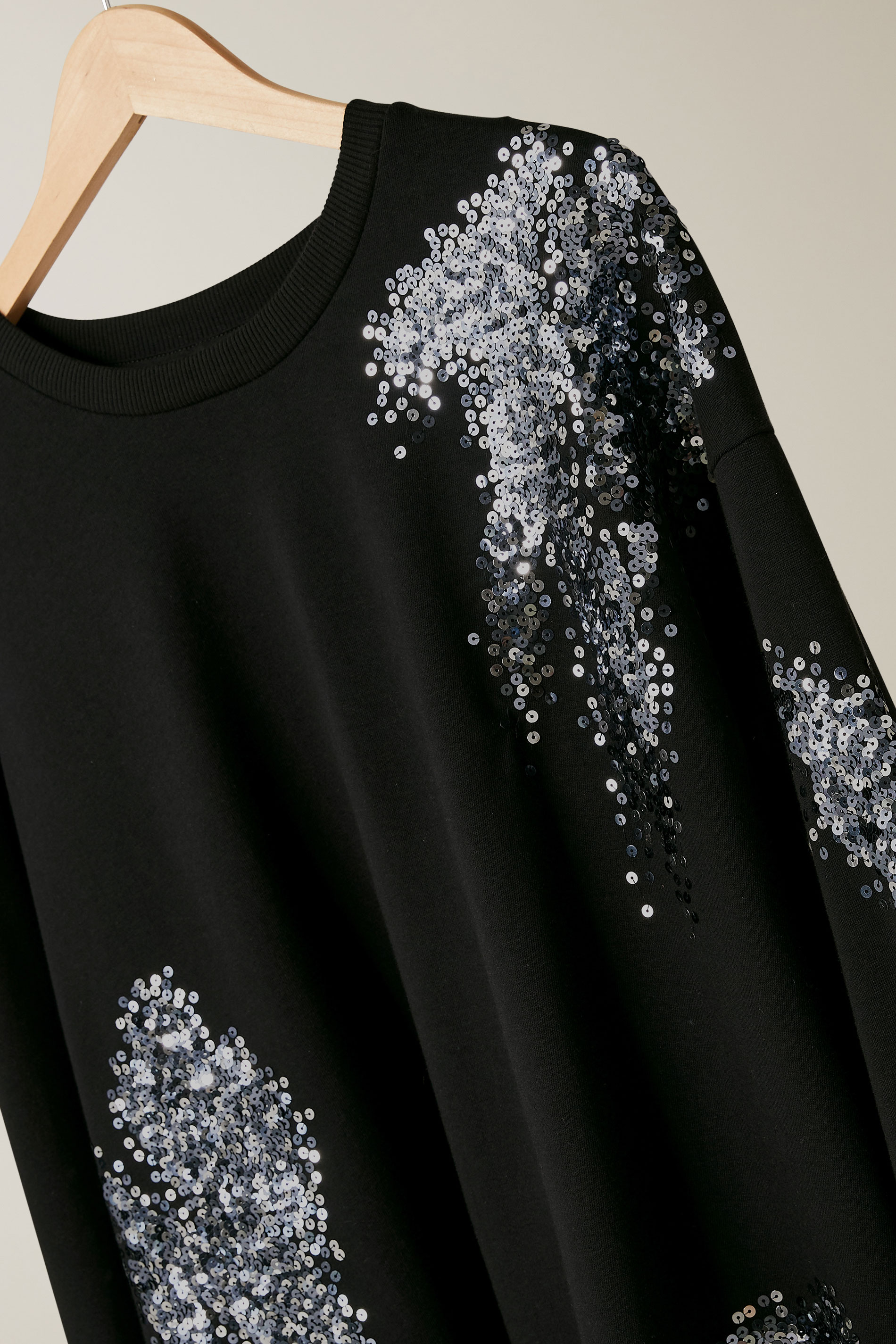 EVANS Plus Size Black & Silver Sequin Embellished Sweatshirt | Evans 6