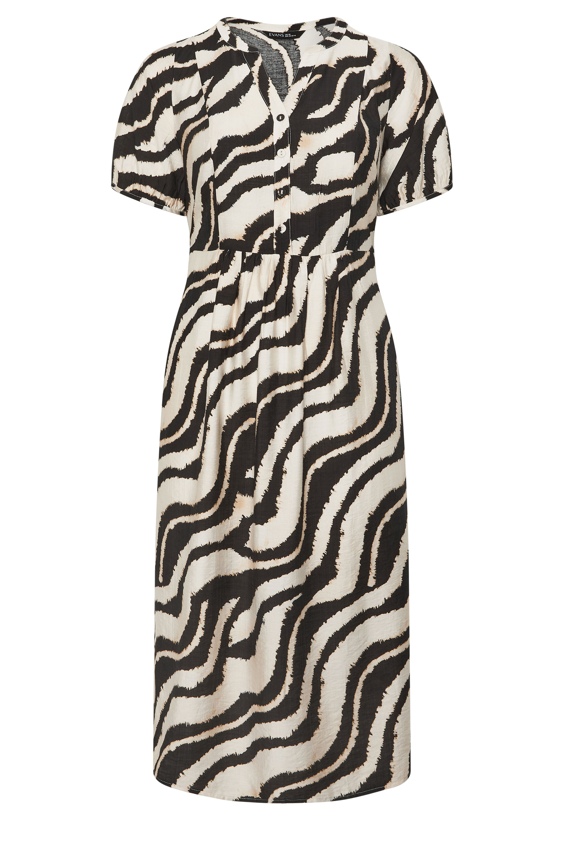 EVANS Plus Size Natural Brown Zebra Placket Midi Dress | Evans 6