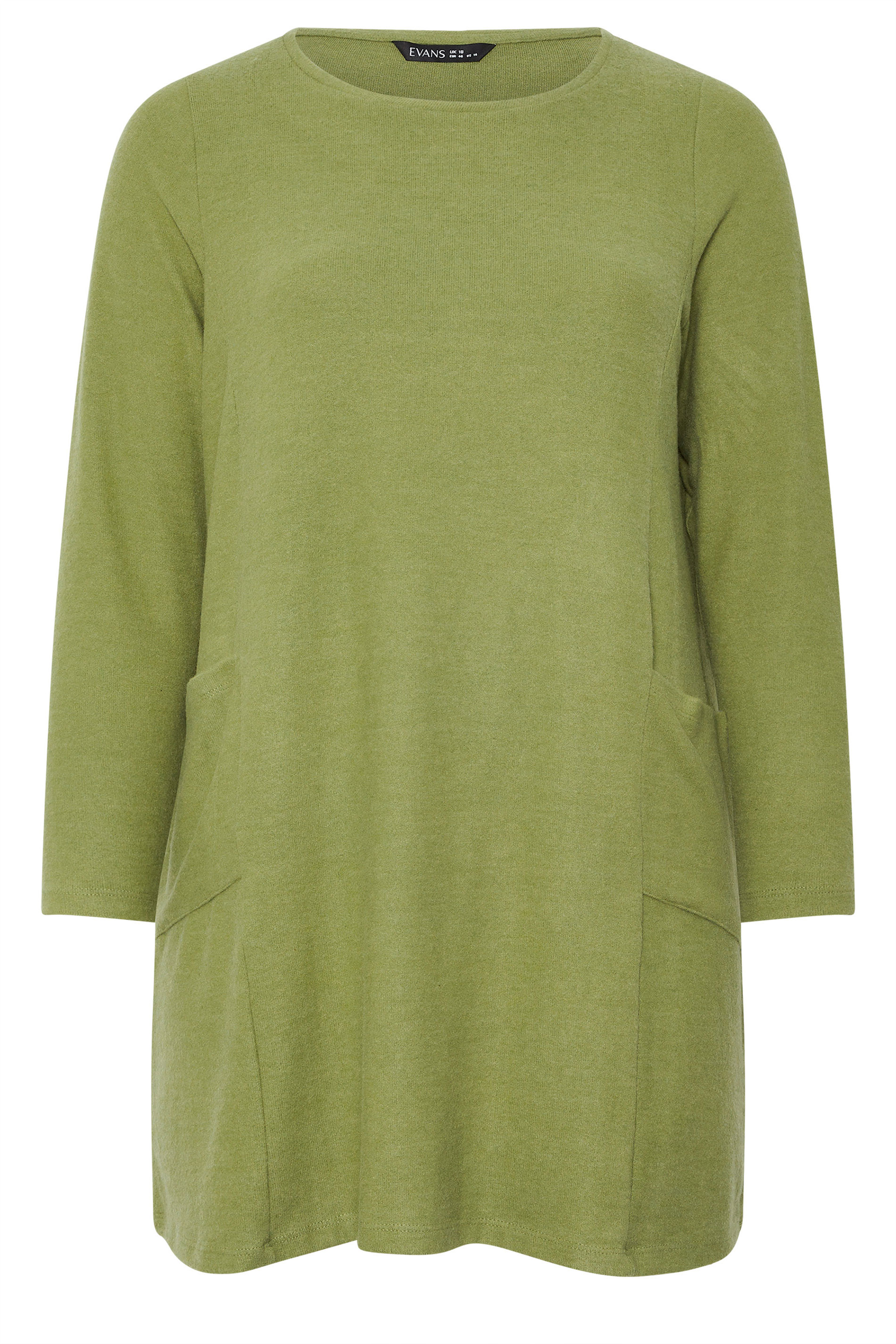 EVANS Plus Size Green Front Pocket Tunic Jumper | Evans  6