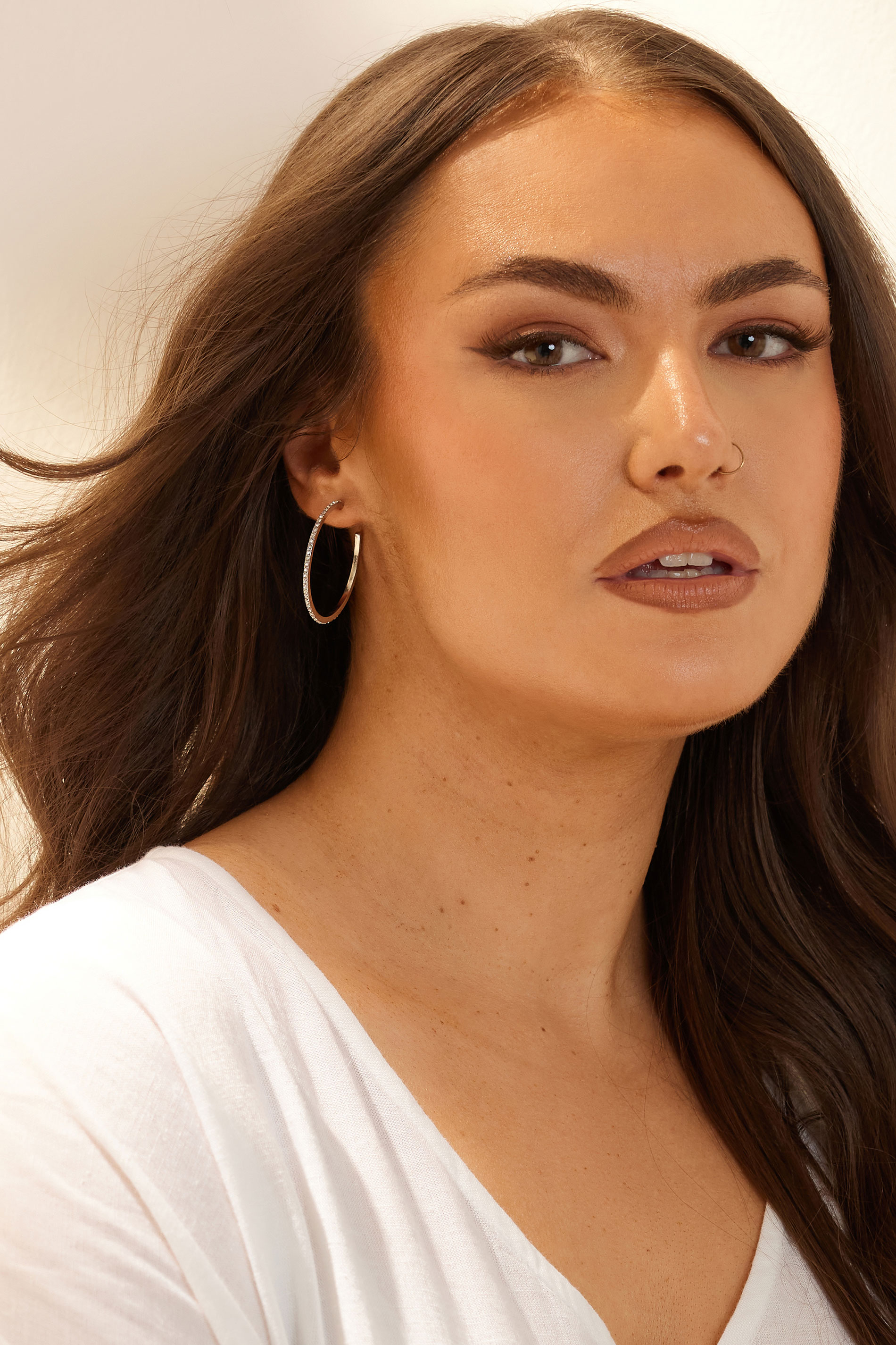 YOURSET 3 PACK Silver Tone Diamante Hoop Earrings Set | Yours Clothing 2