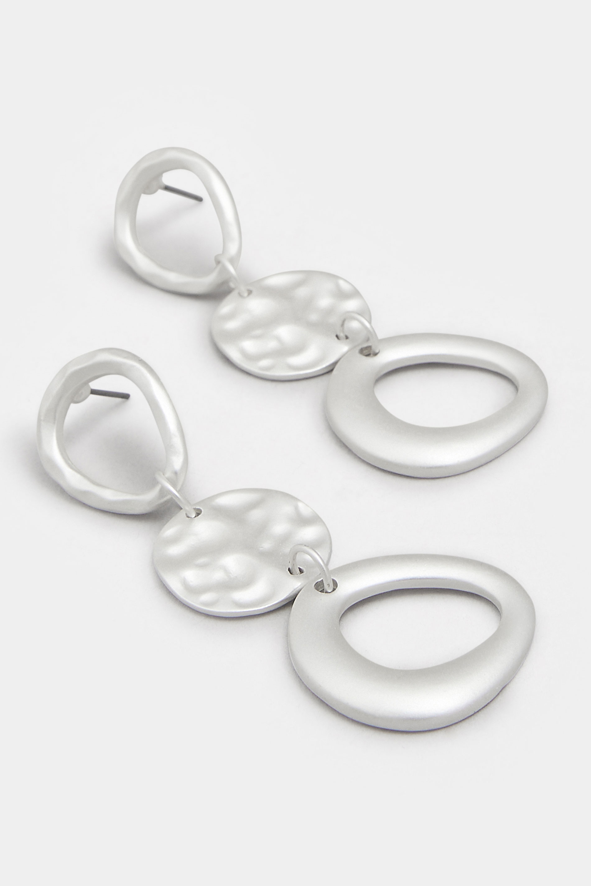 Silver Tone Triple Drop Earrings | Yours Clothing 2