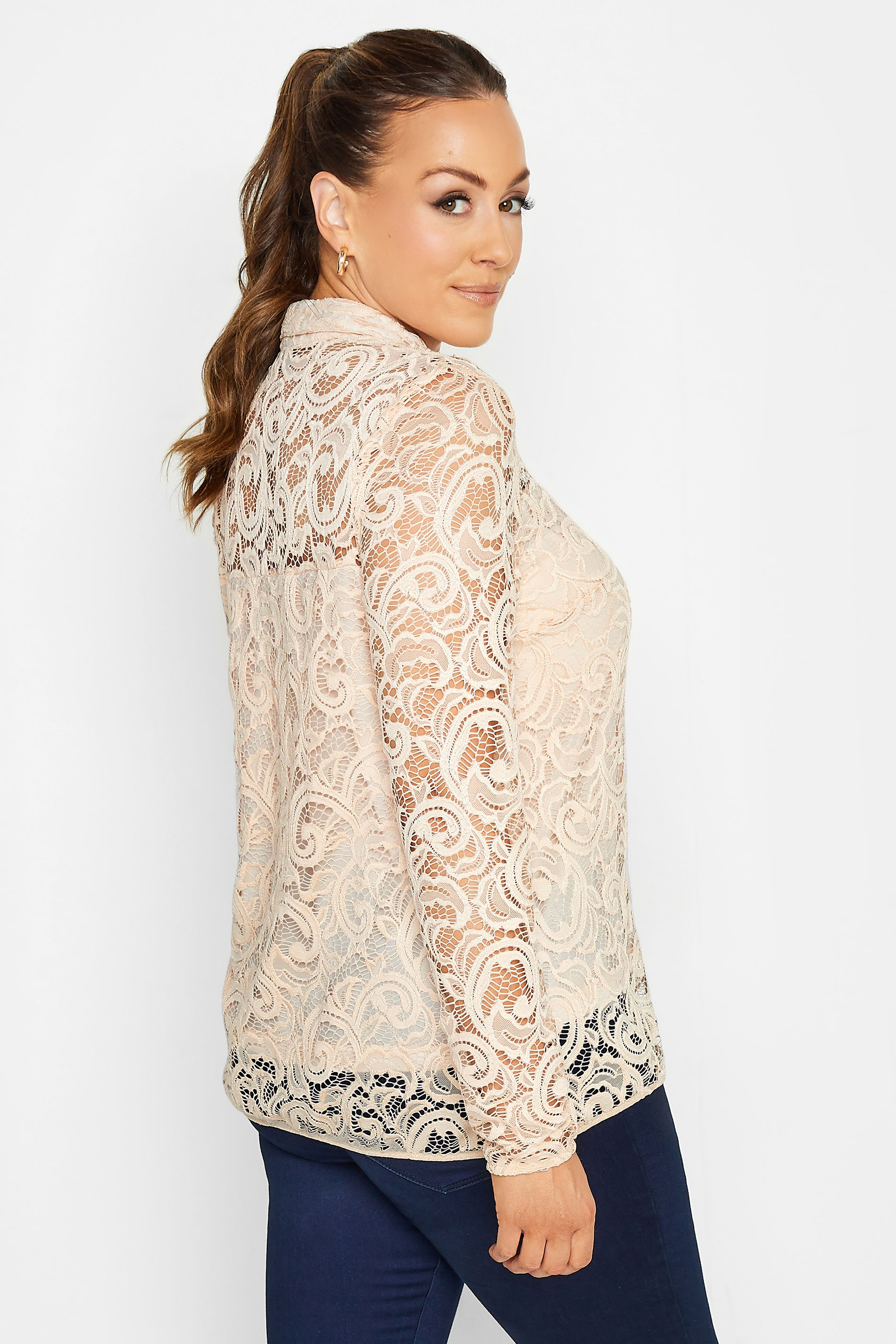 M&Co Nude Pink Lace Shirt | M&Co 3