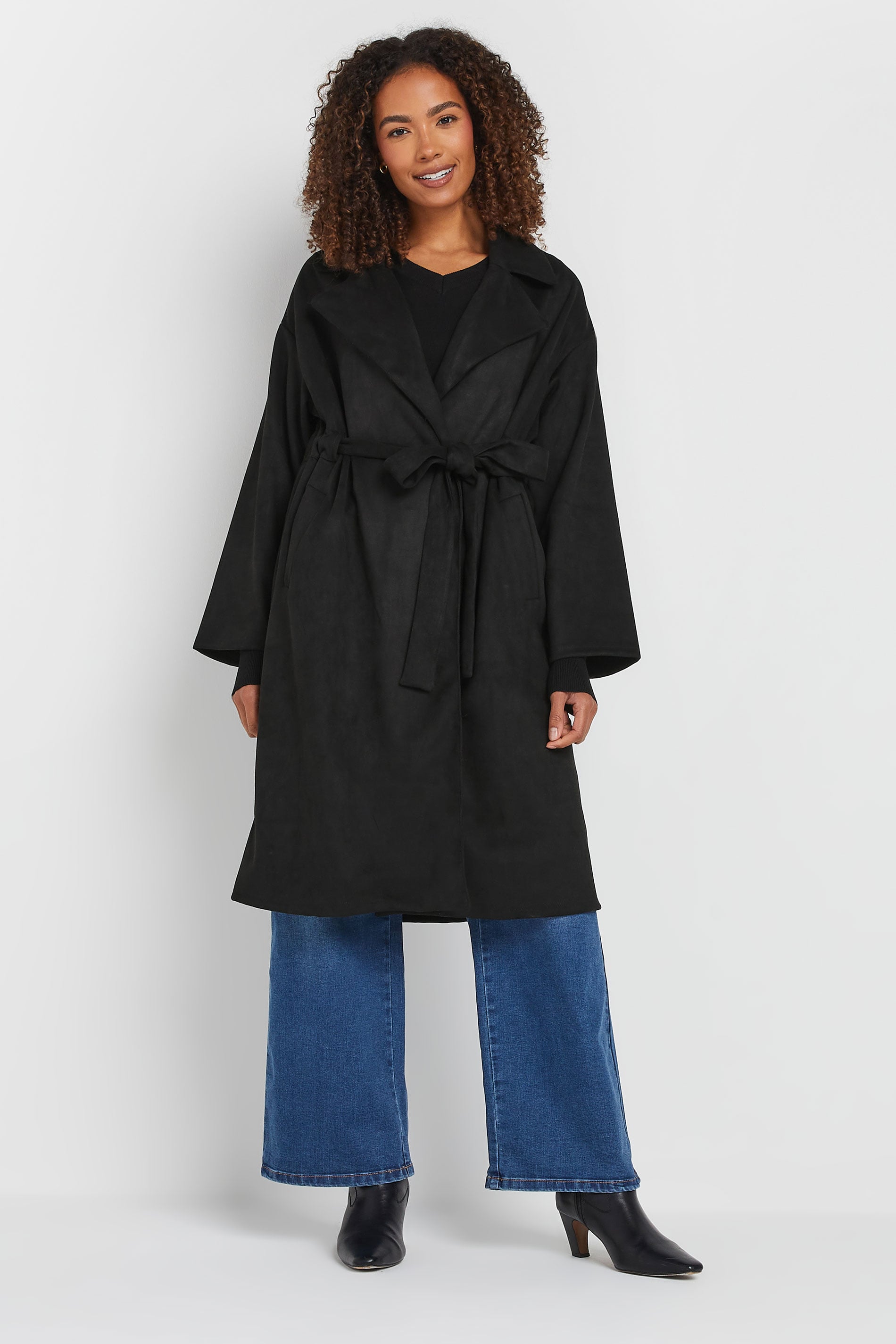 M&Co Black Faux Suede Wrap Formal Coat | M&Co 3