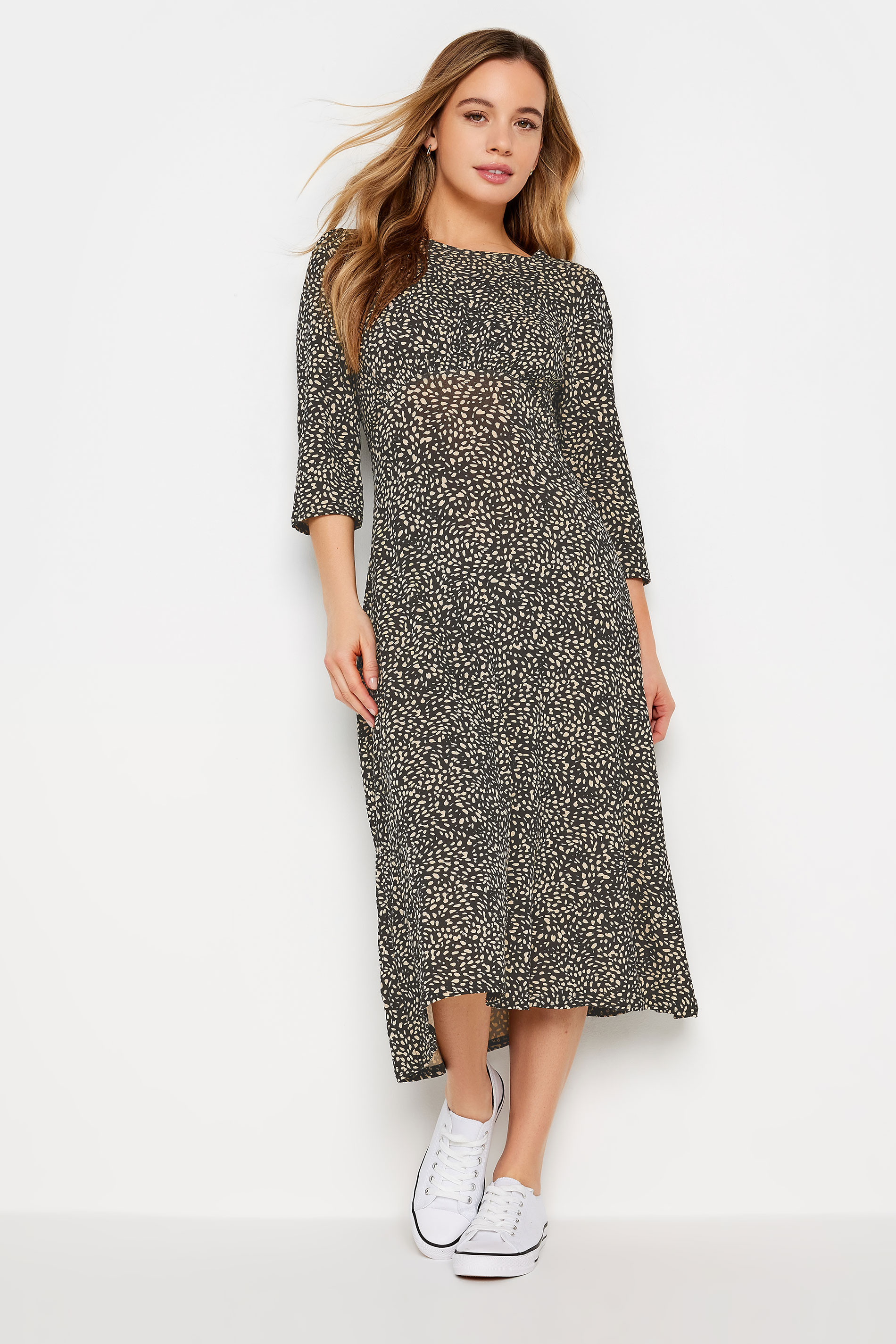 M&Co Petite Black Spot Print Midi Dress | M&Co 1