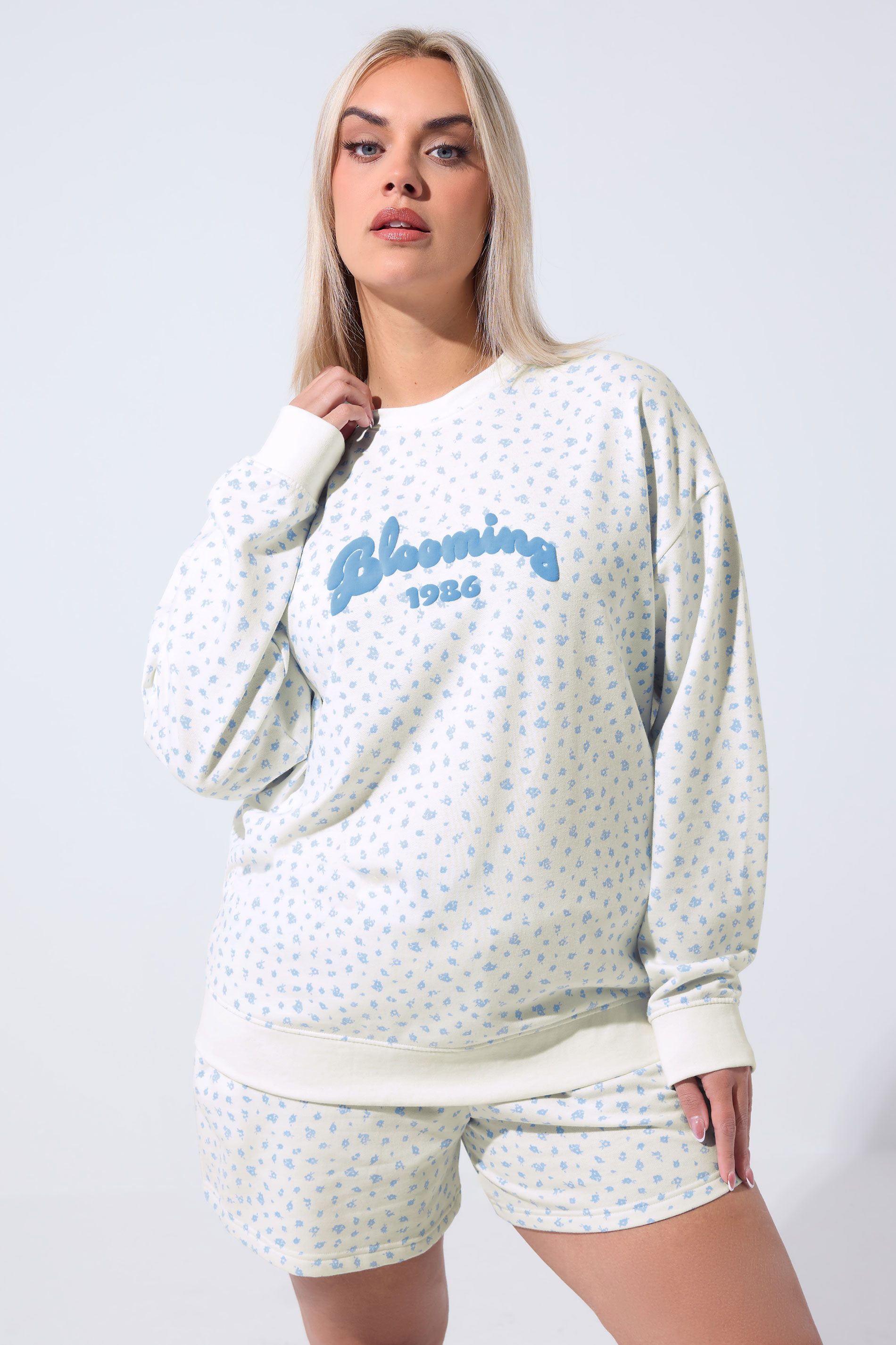 LIMITED COLLECTION Plus Size White Ditsy Floral 'Blooming' Sweatshirt | Yours Clothing 3