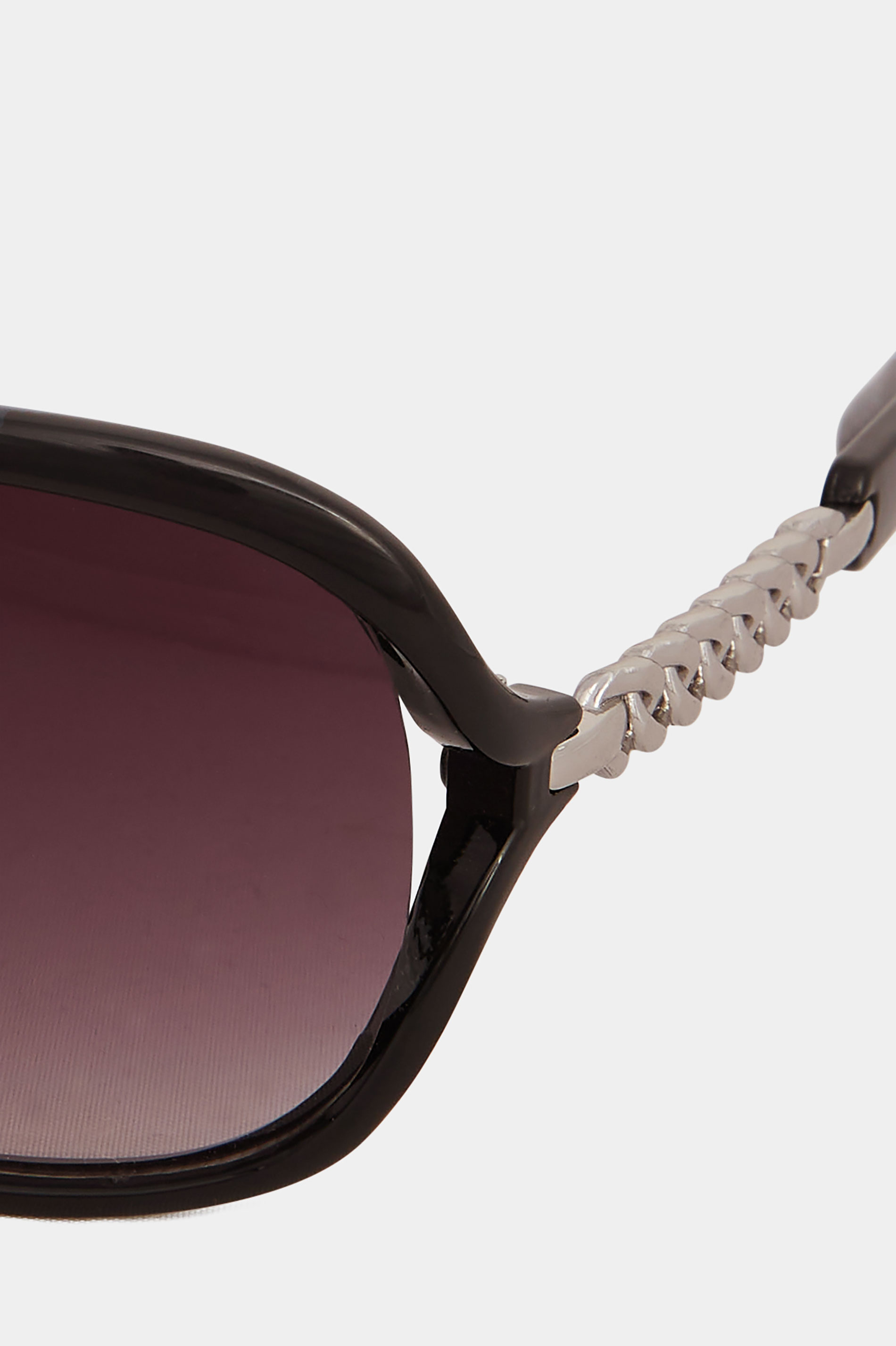 Black Oversized Silver Chain Sunglasses | Yours Clothing 3