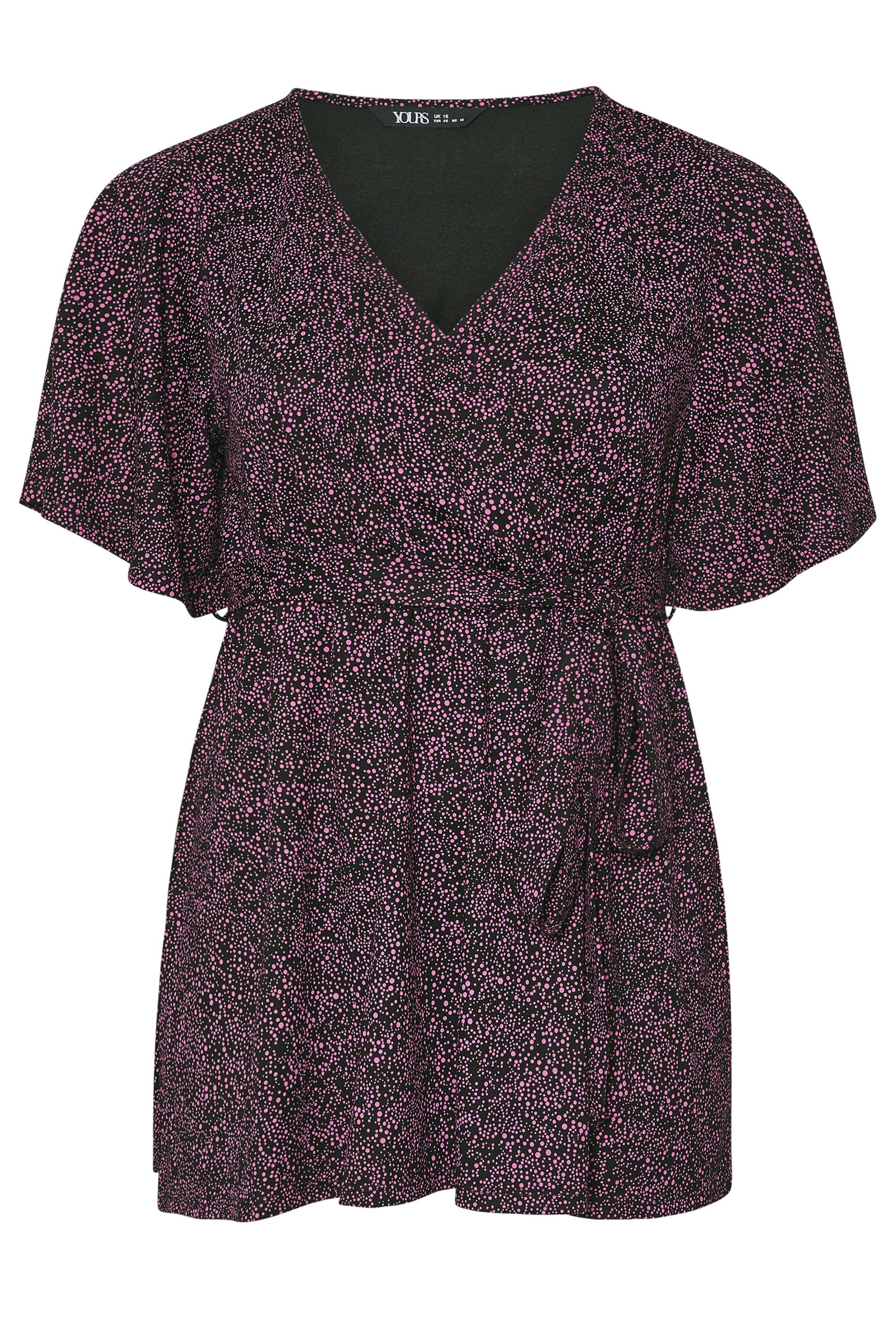 YOURS Plus Size Black Dot Print Wrap Top | Yours Clothing 5