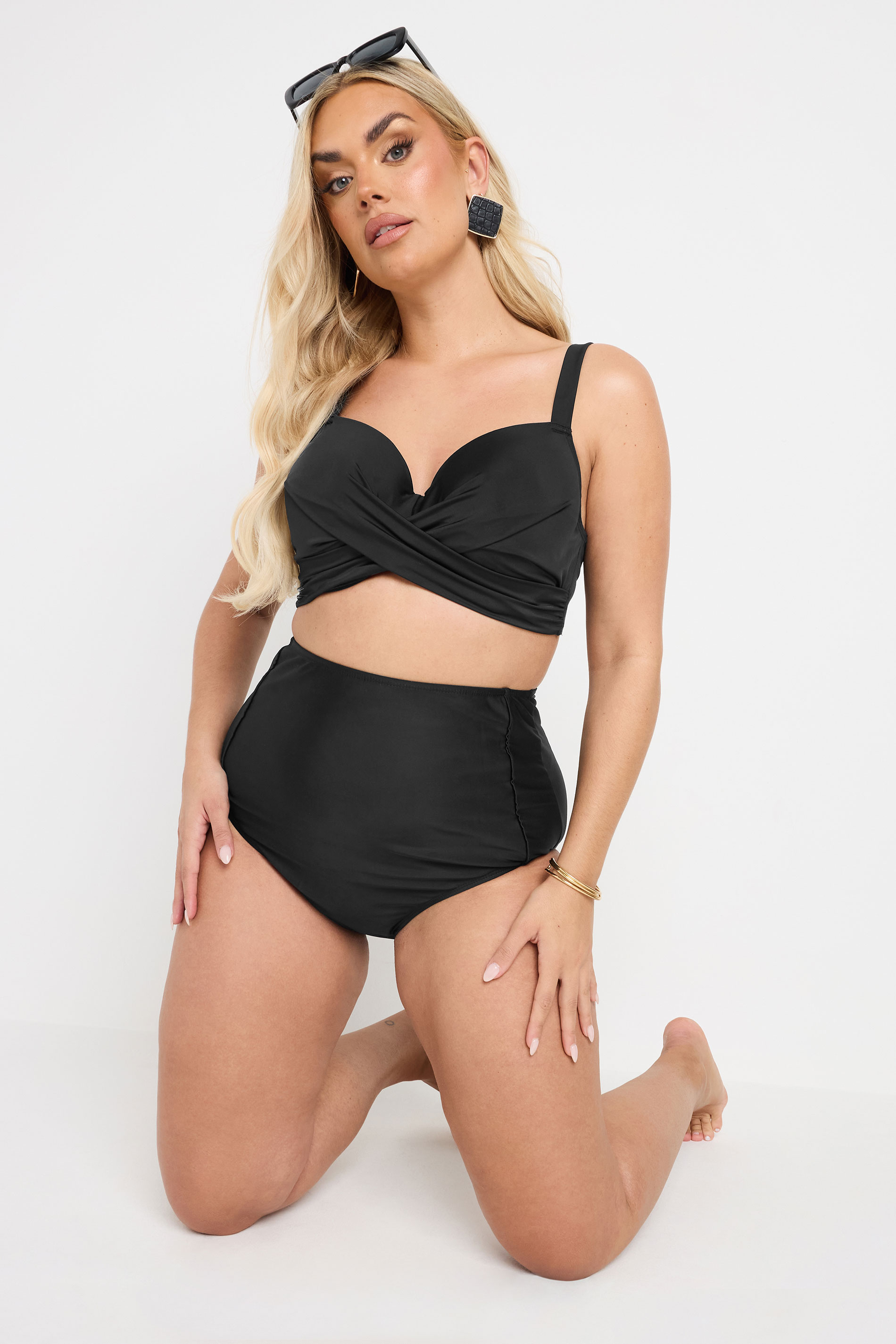 YOURS Plus Size Black Premium Underwired Bikini Top | Yours Clothing 2