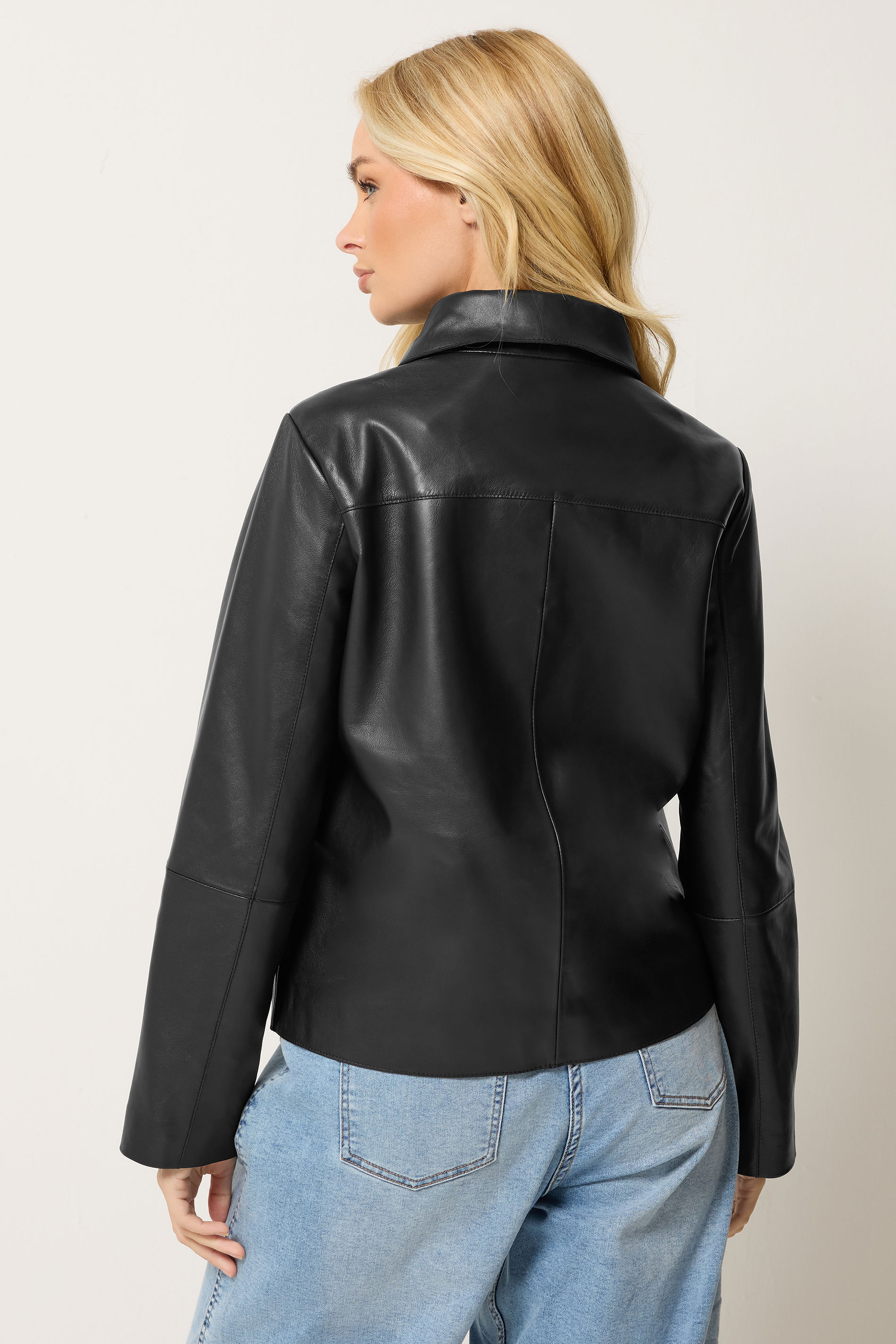 M&Co Black Leather Collard Jacket | M&Co 2