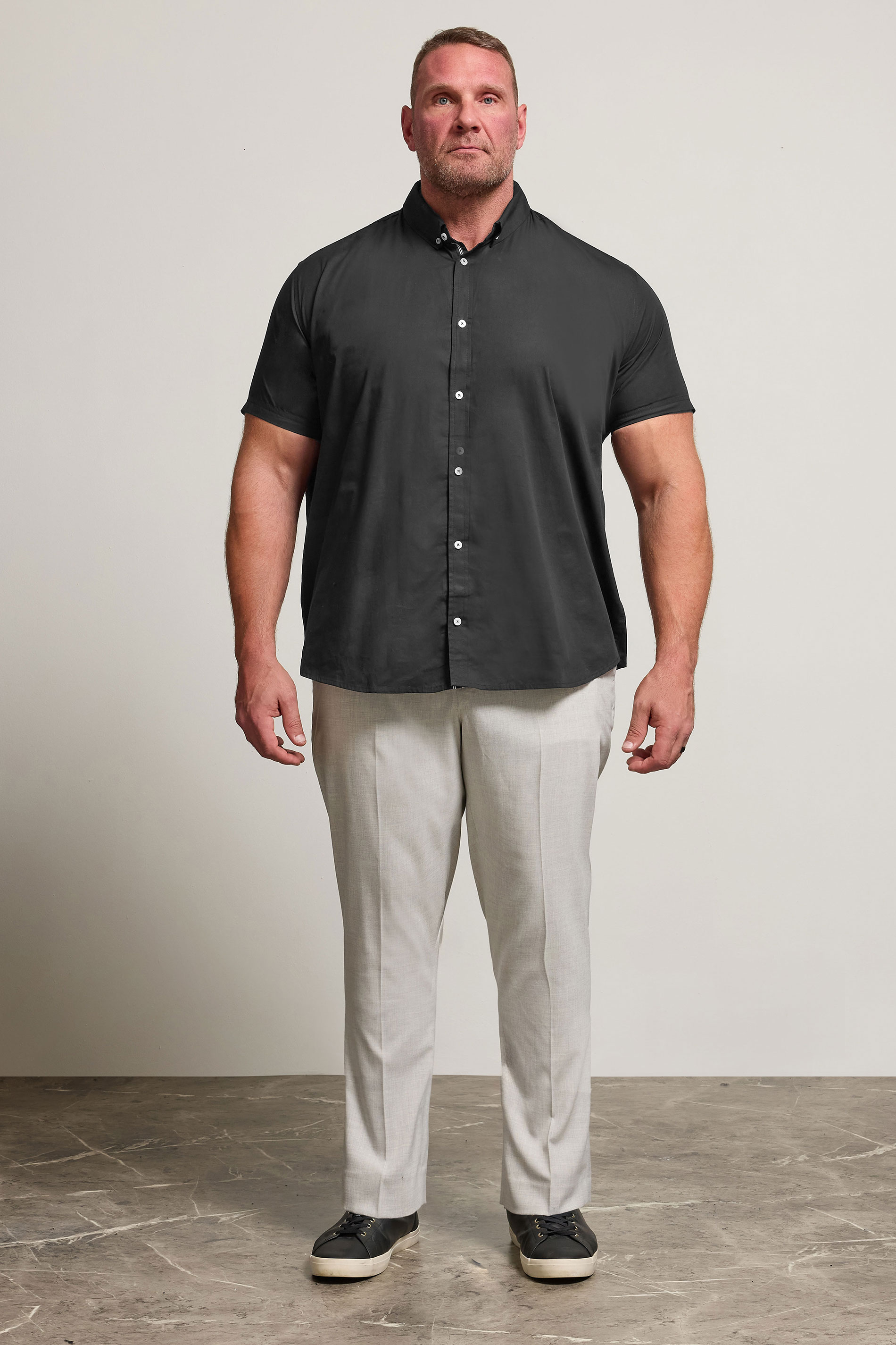 BadRhino Black Cotton Poplin Short Sleeve Shirt | BadRhino 1