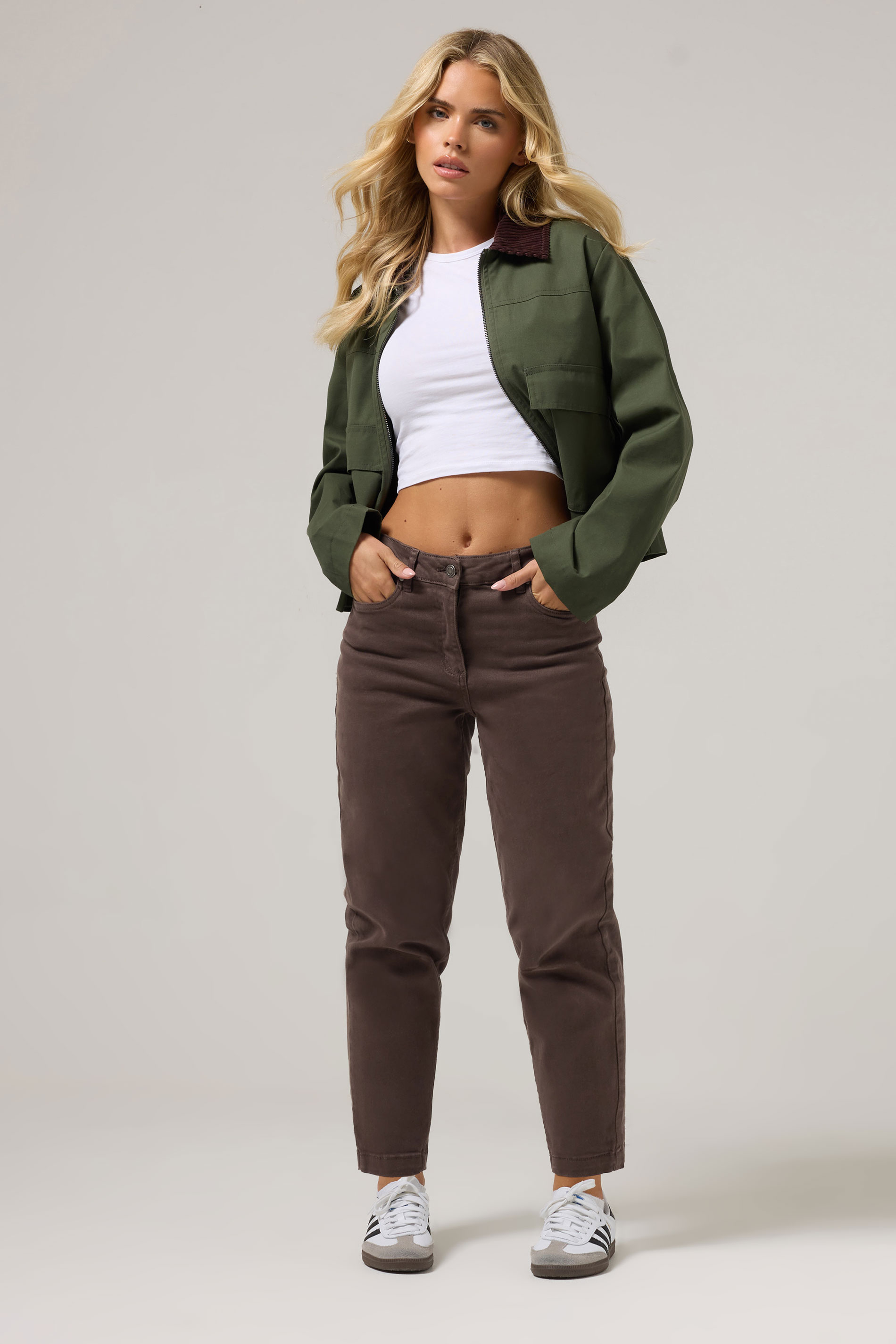PixieGirl Petite Women's Chocolate Brown Non-Stretch Cotton Barrel Jeans | PixieGirl 3
