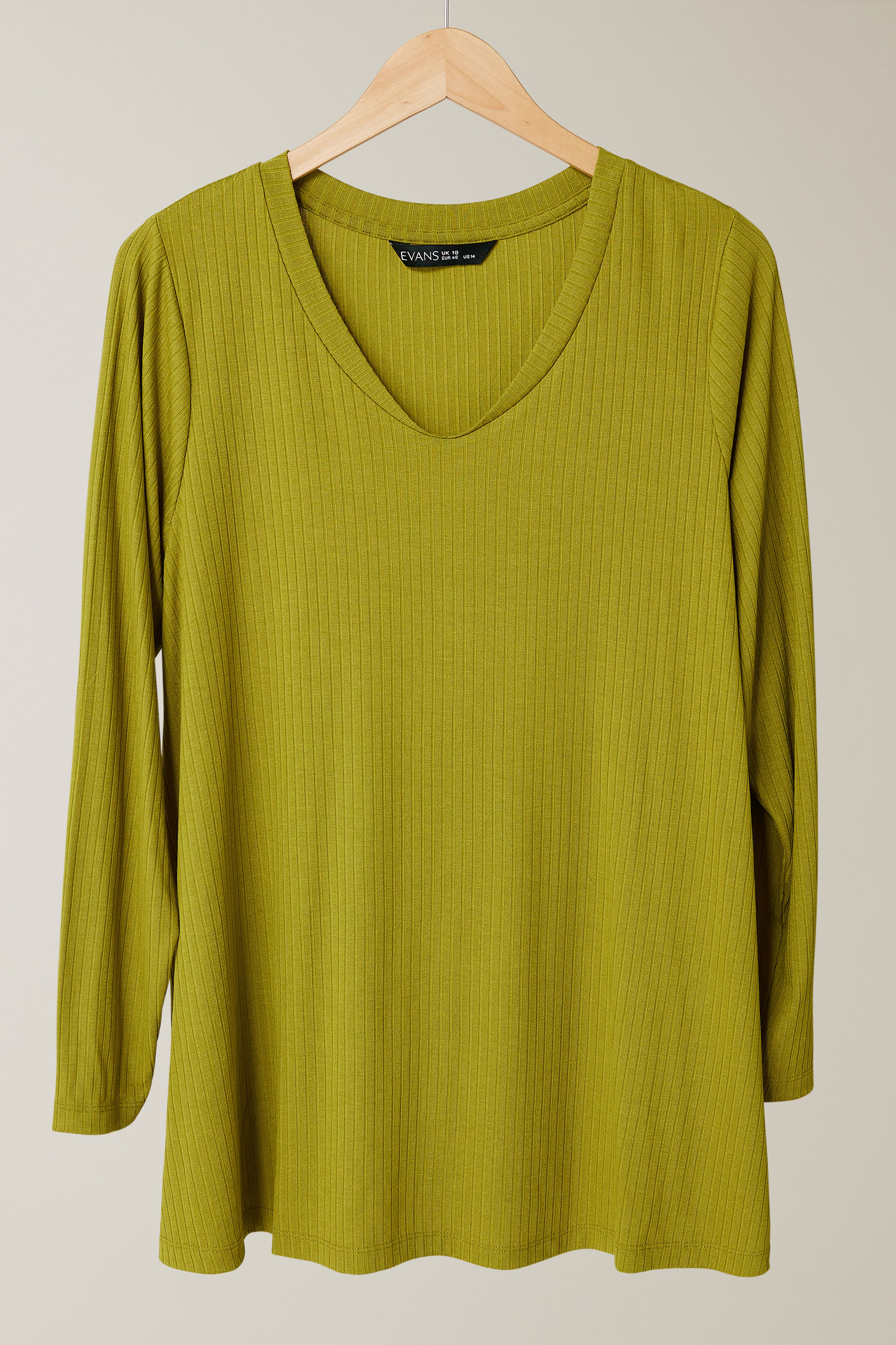 EVANS Plus Size Chartreuse Green Premium Ribbed Modal Blend Swing Top | Evans  5