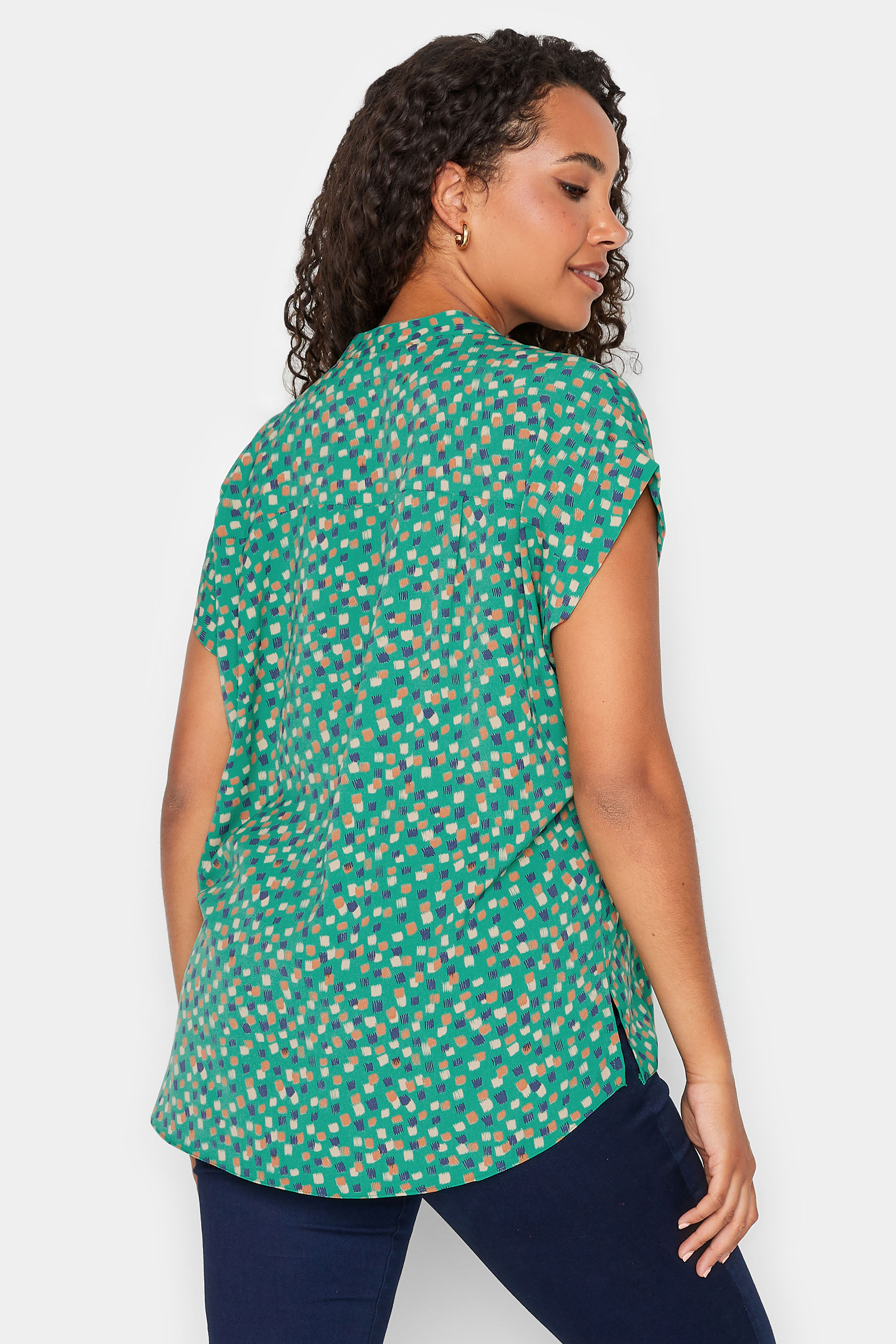 M&Co Green Spot Print V-Neck Shirt | M&Co