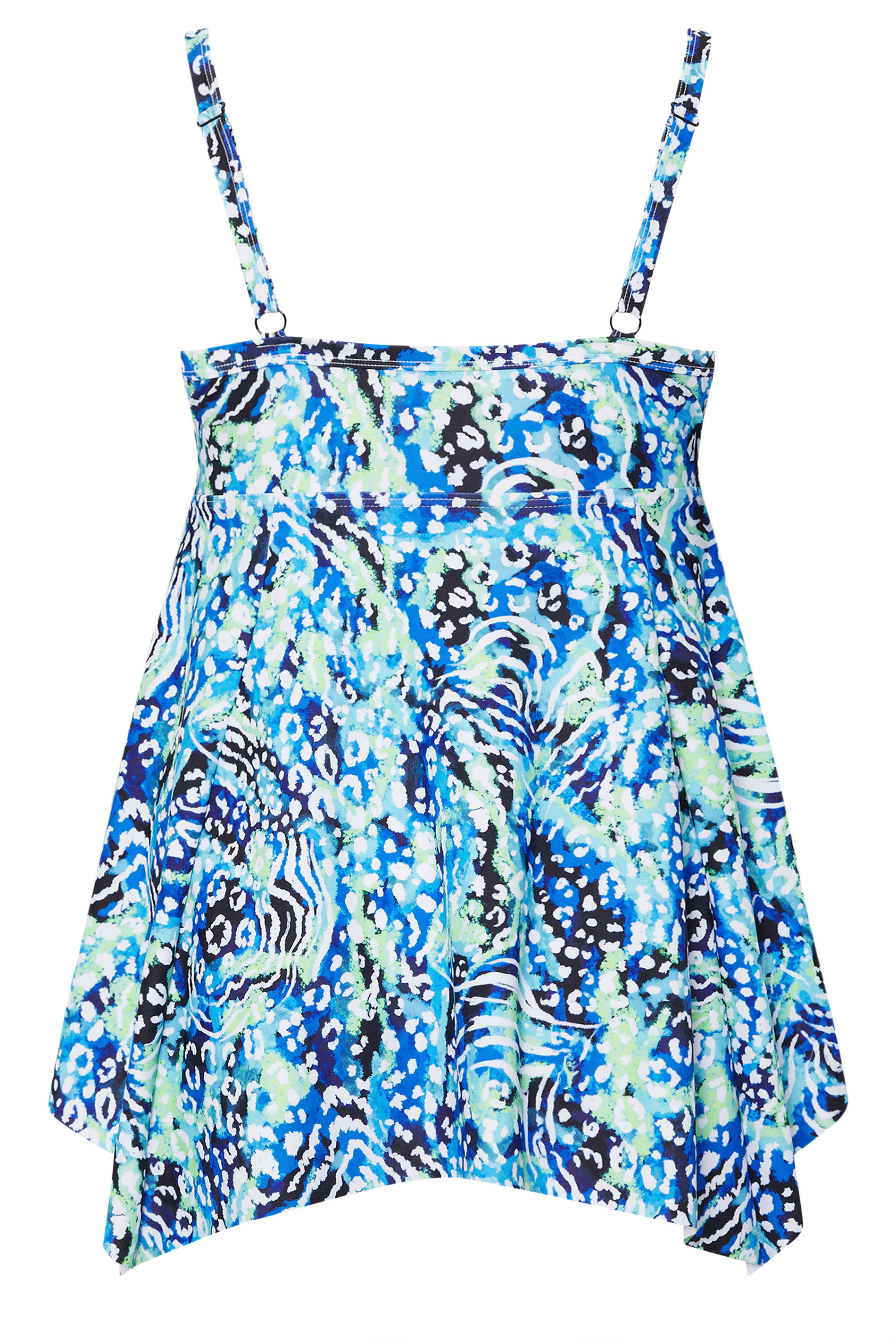 YOURS Plus Size Blue Animal Print Wrap Tankini Top | Yours Clothing 10