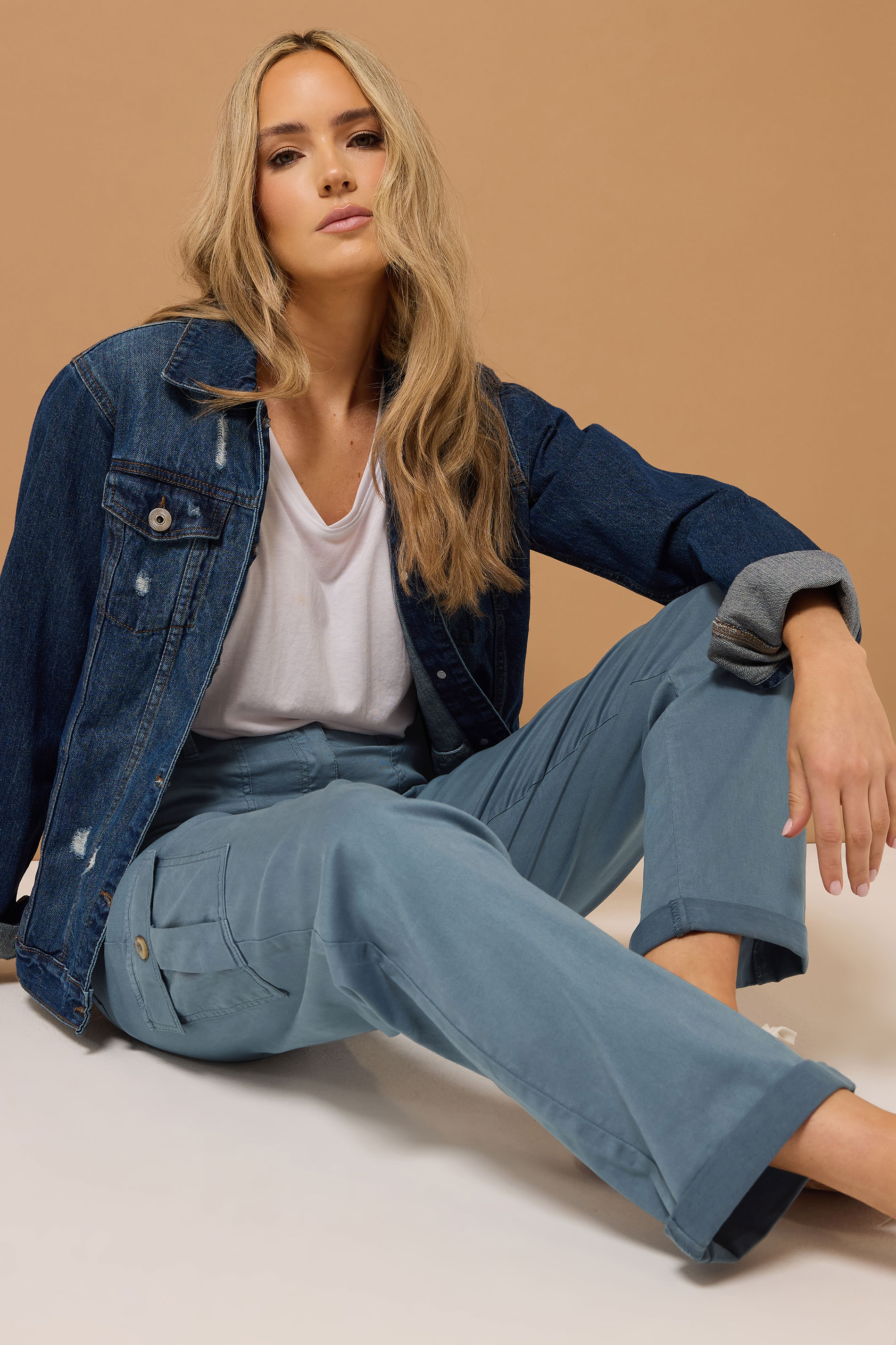 LTS MADE FOR GOOD Tall Blue Cargo Chino Jeans | Long Tall Sally 1