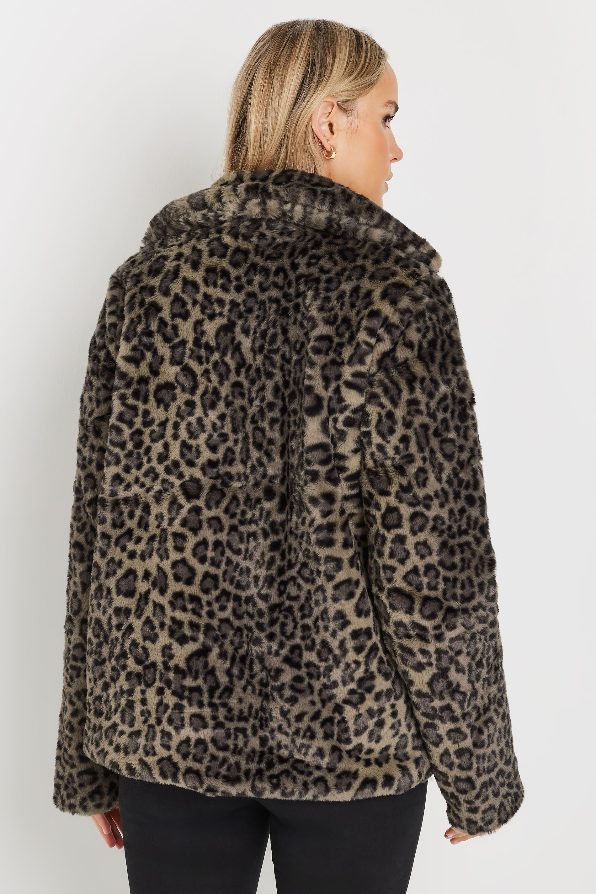 LTS Tall Brown Leopard Print Faux Fur Coat | Long Tall Sally 2