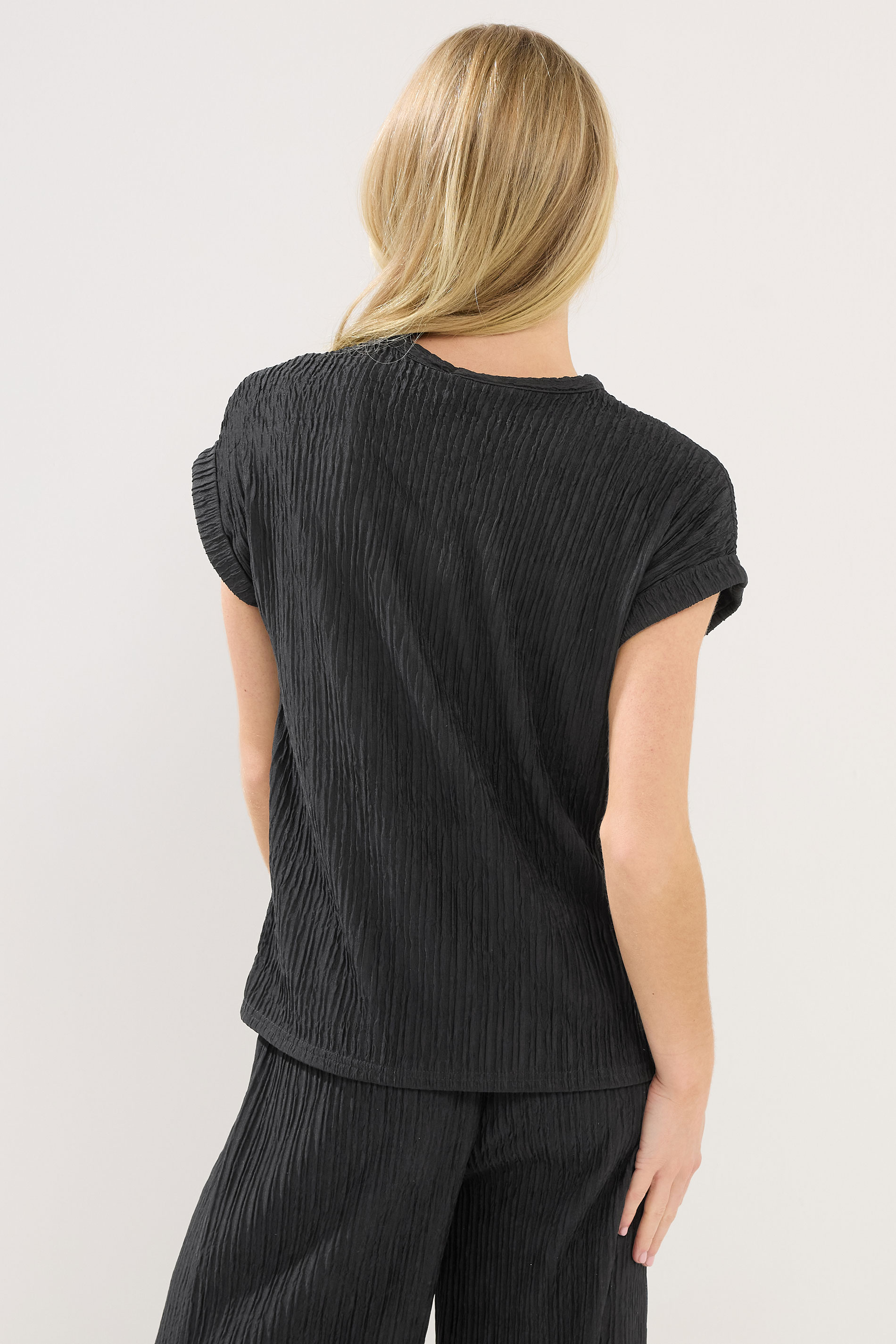 PixieGirl Petite Women's Black Textured Short Sleeve Top | PixieGirl 2