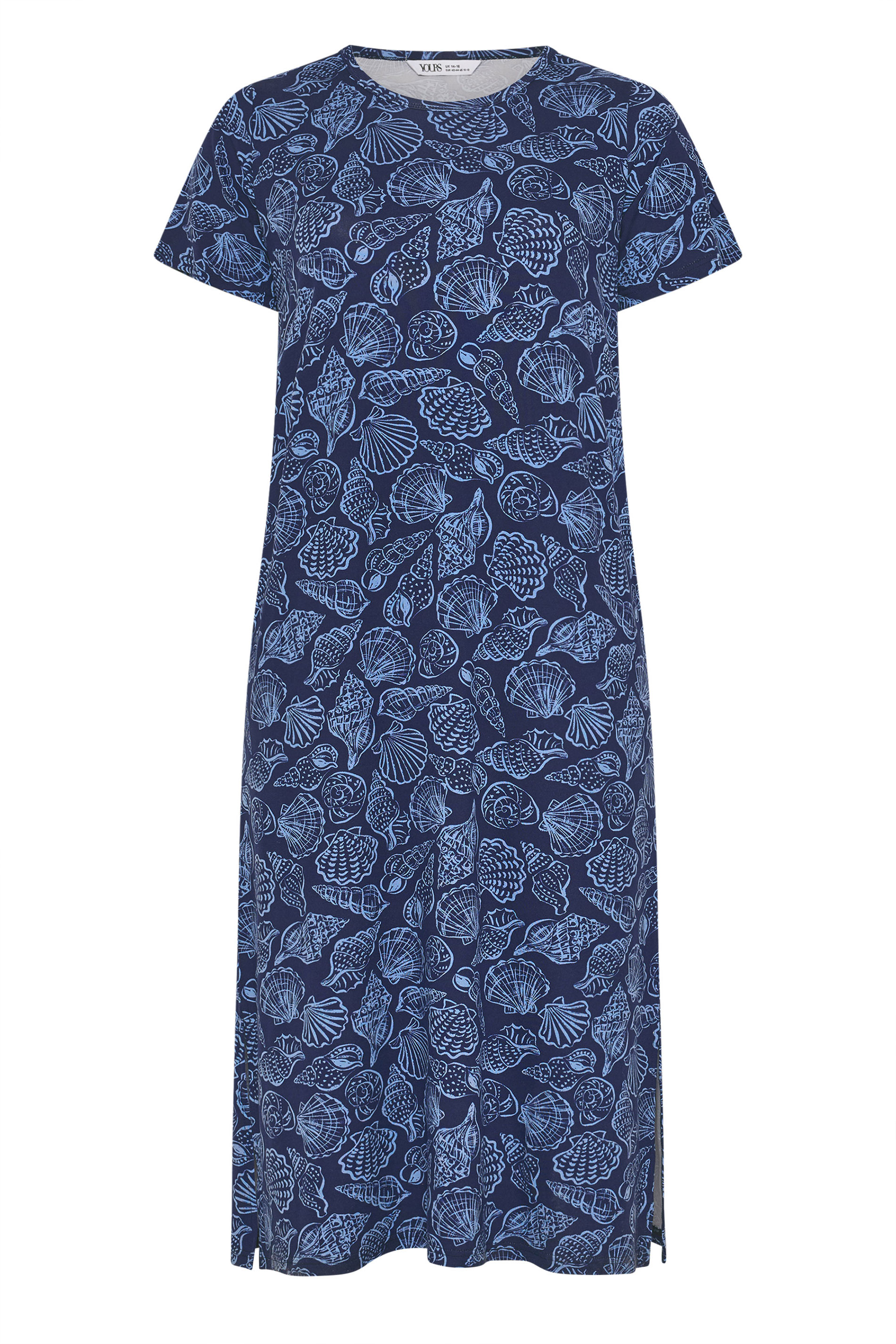 YOURSET Plus Size 2 PACK Blue Star & Shell Print Midaxi Nightdresses | Yours Clothing 8