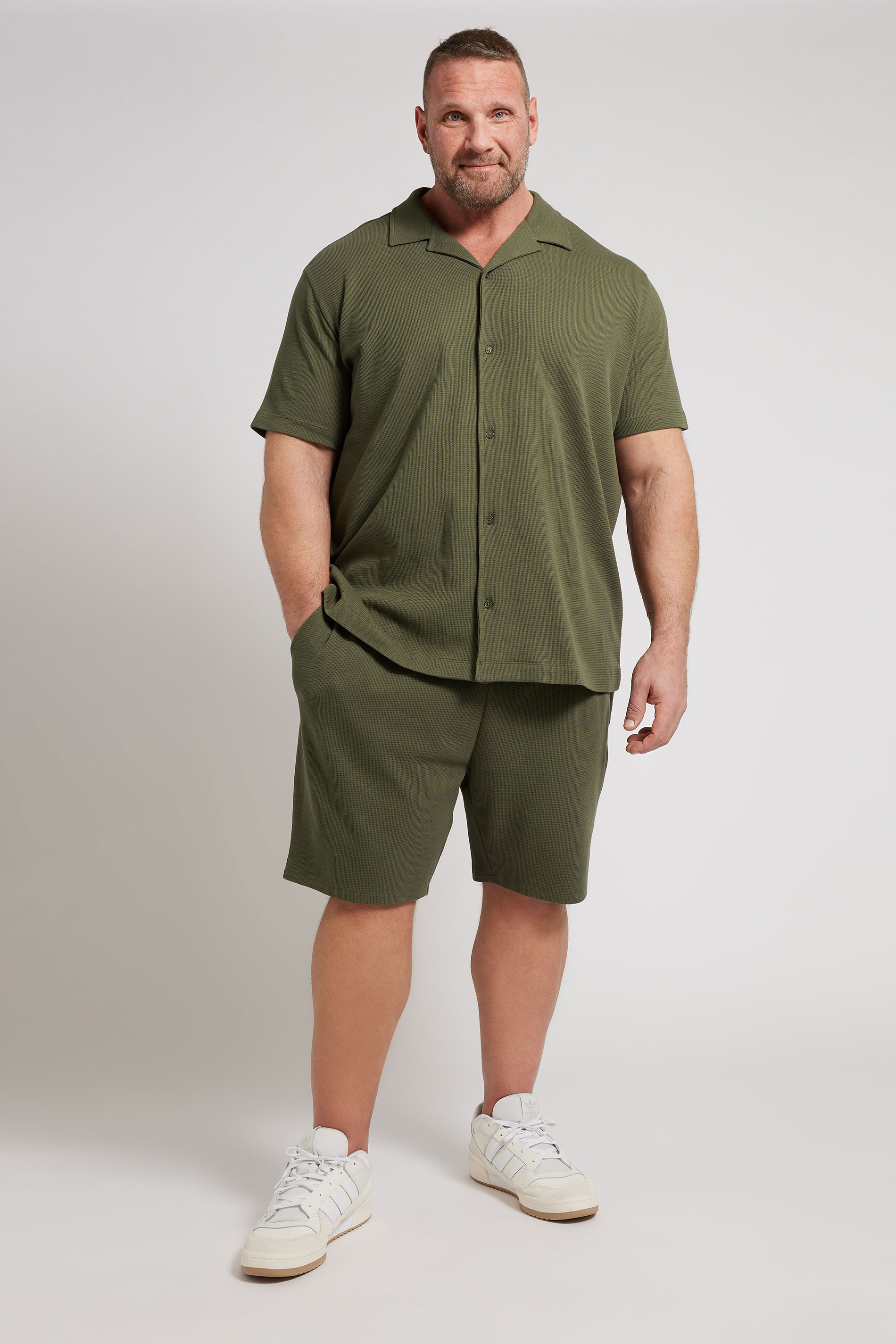 BadRhino Big & Tall Khaki Green Textured Shorts | BadRhino 2