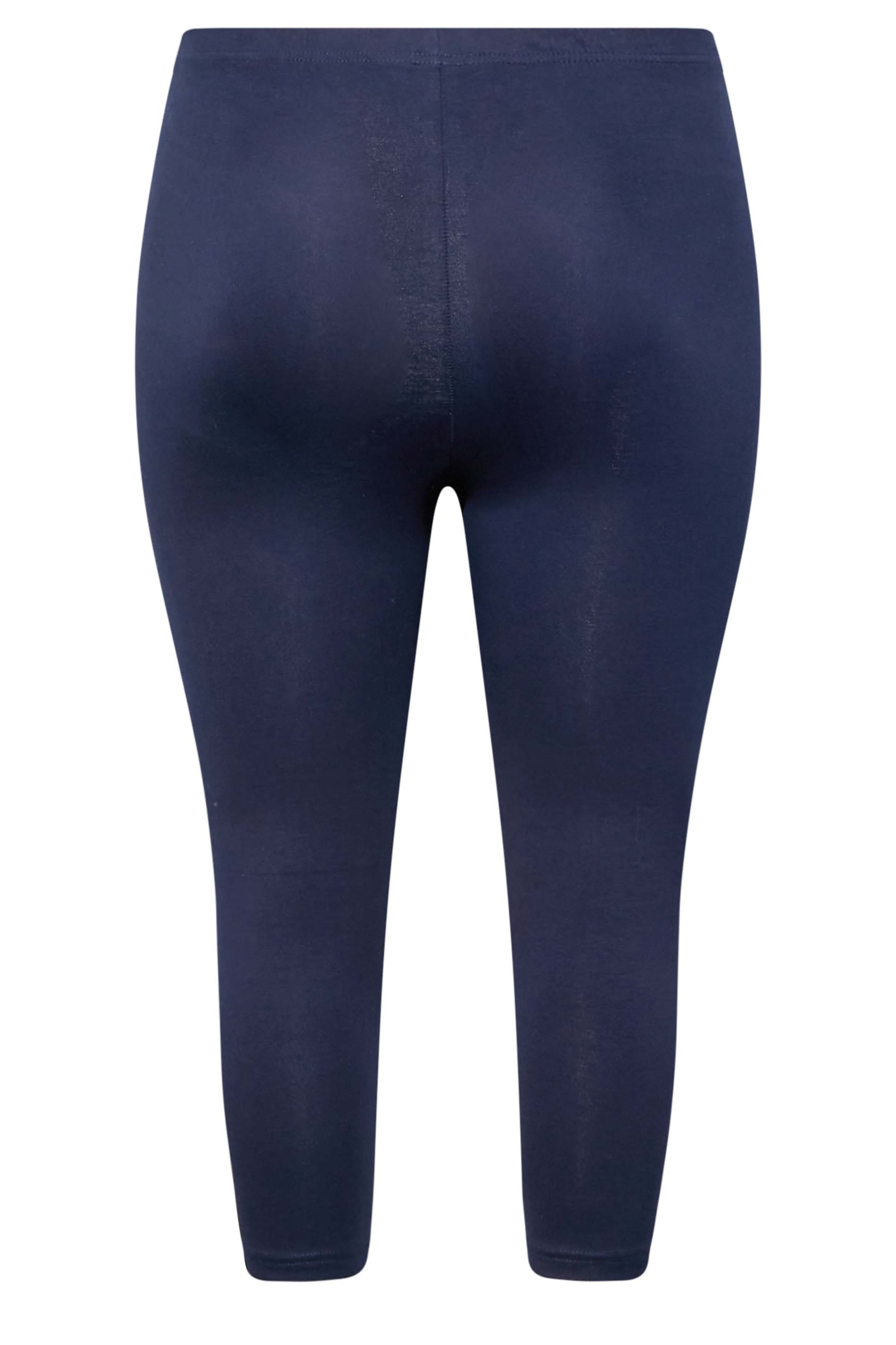 Plus Size YOURS FOR GOOD Navy Blue Cotton Stretch Cropped Leggings | Yours Clothing 7