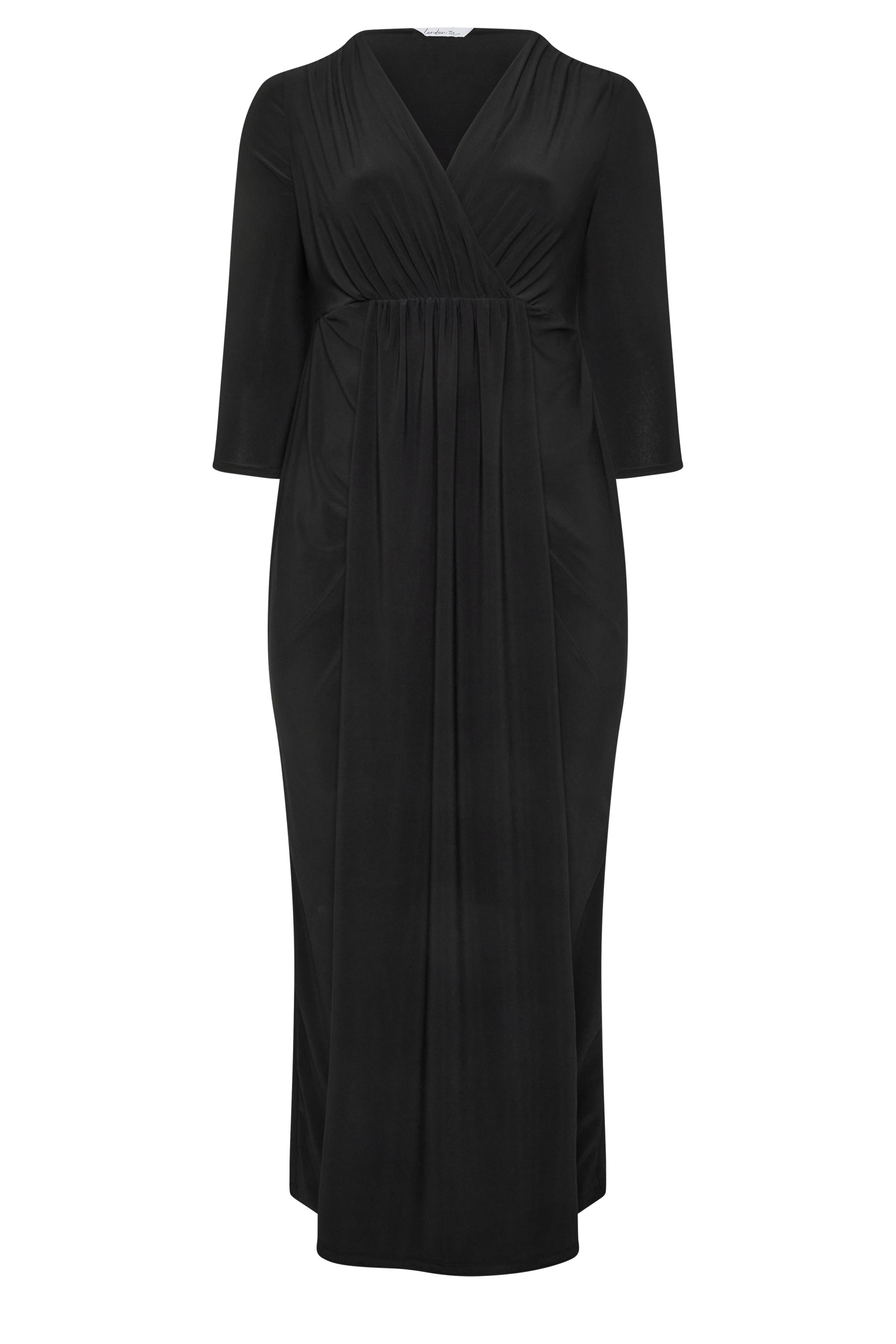YOURS LONDON Plus Size Black Maxi Wrap Dress | Yours Clothing 5