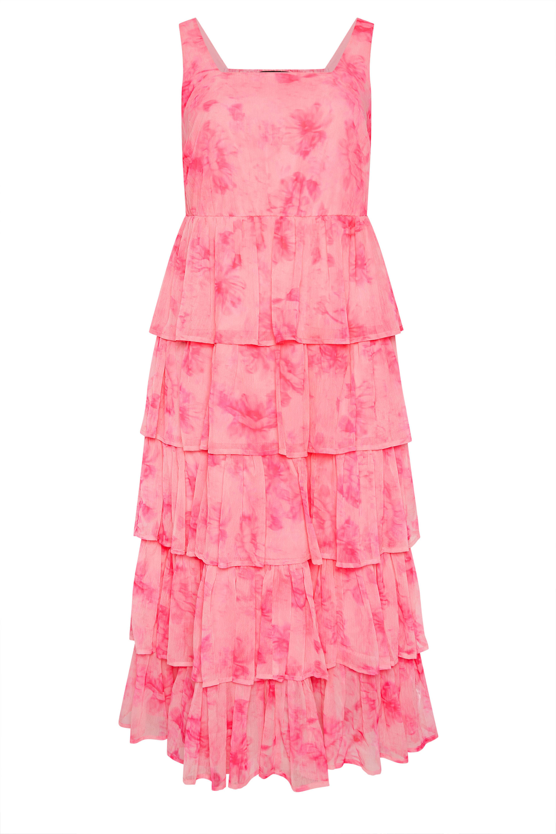 YOURS Plus Size Pink Floral Ruffle Dress | Yours Clothing 6